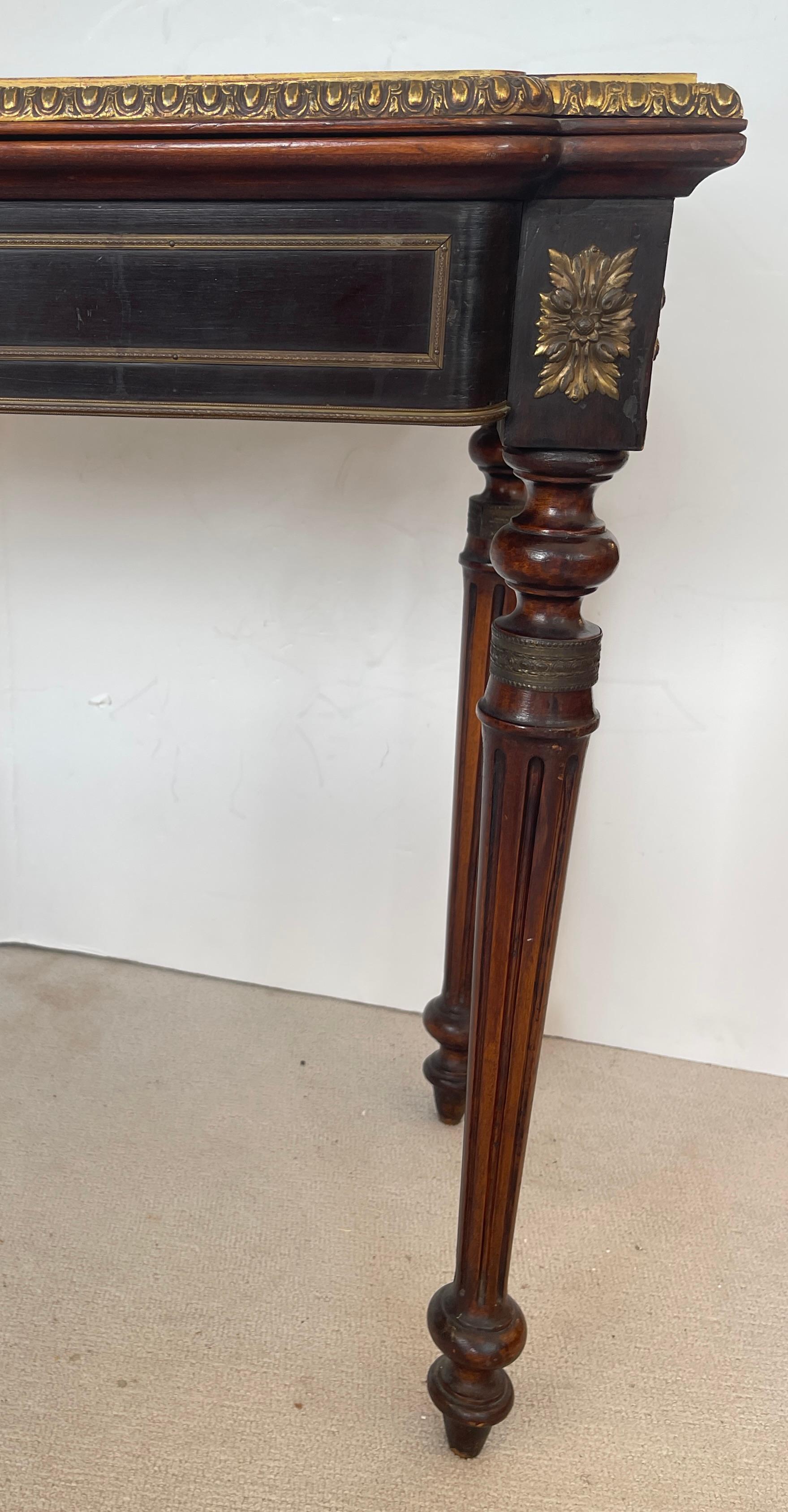 Ancienne table à cartes, console, Napoléon III, en Wood Foldes ébonisé en vente 13