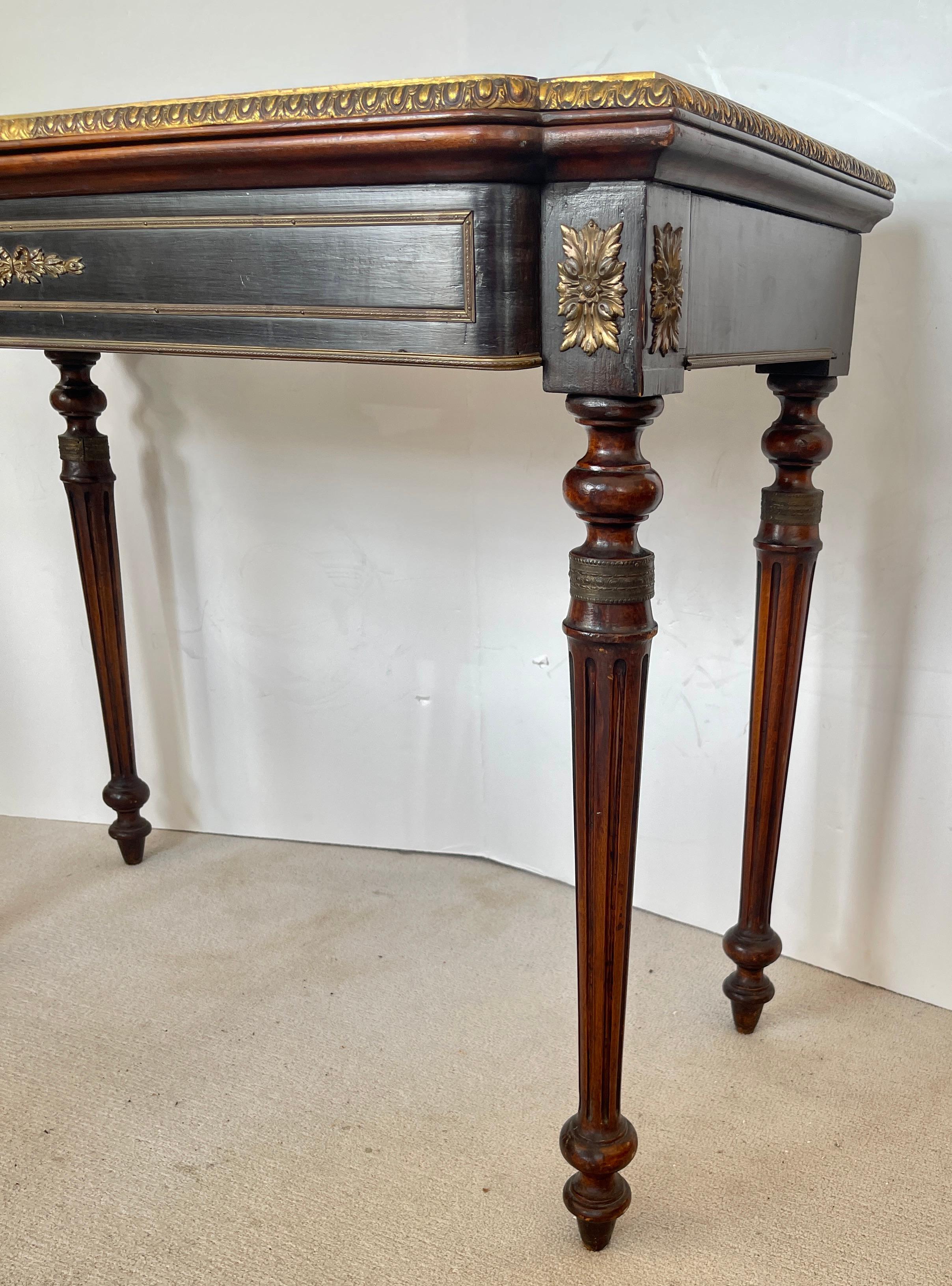 Ancienne table à cartes, console, Napoléon III, en Wood Foldes ébonisé Bon état - En vente à West Palm Beach, FL