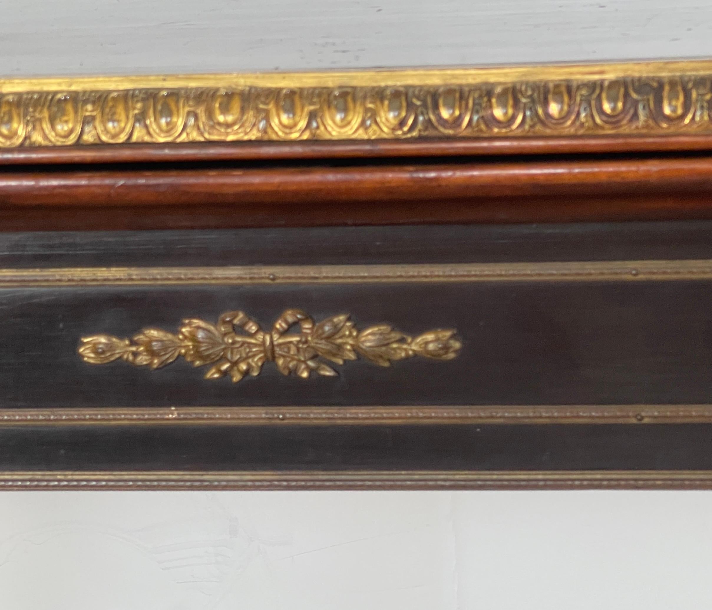 Bronze Ancienne table à cartes, console, Napoléon III, en Wood Foldes ébonisé en vente