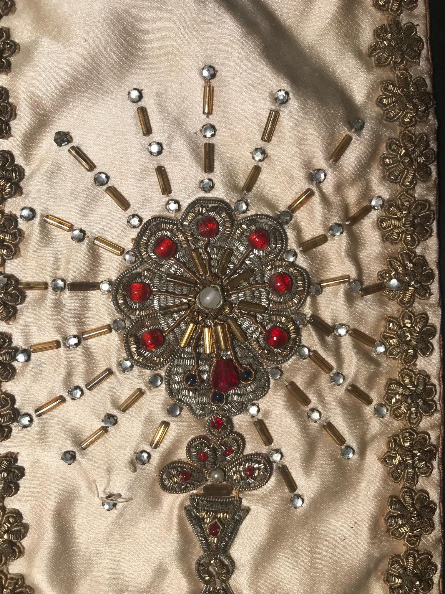 Embroidered Antique Napoleon III Era French Chalice Ciborium Veil Gilt Metal Embellishment