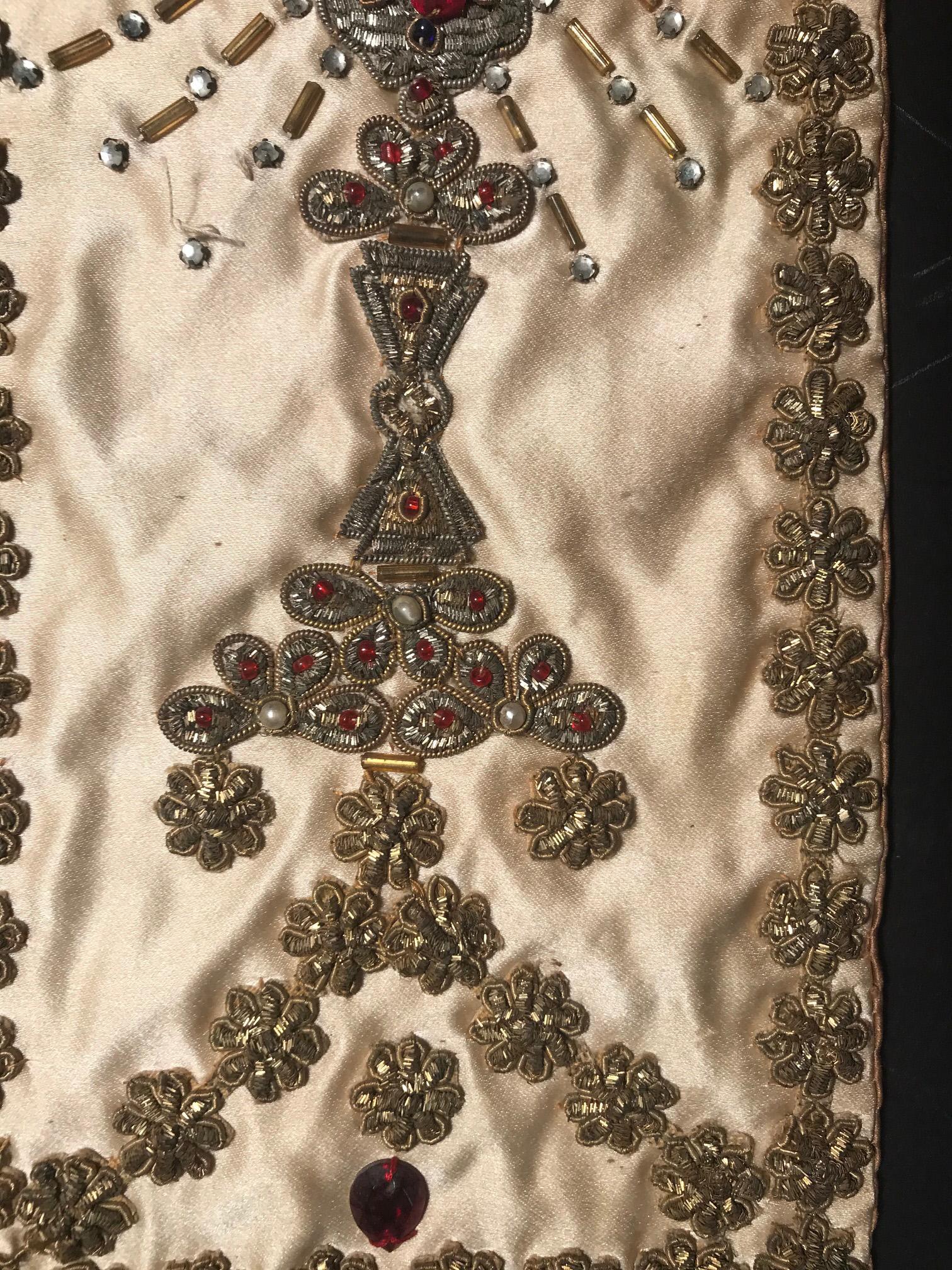 Antique Napoleon III Era French Chalice Ciborium Veil Gilt Metal Embellishment In Good Condition In Vero Beach, FL