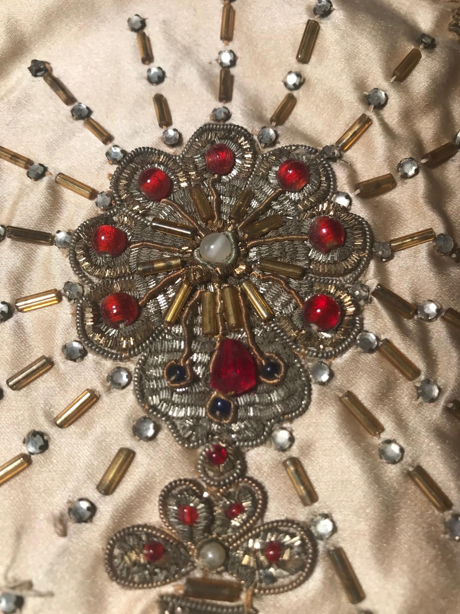 Beads Antique Napoleon III Era French Chalice Ciborium Veil Gilt Metal Embellishment