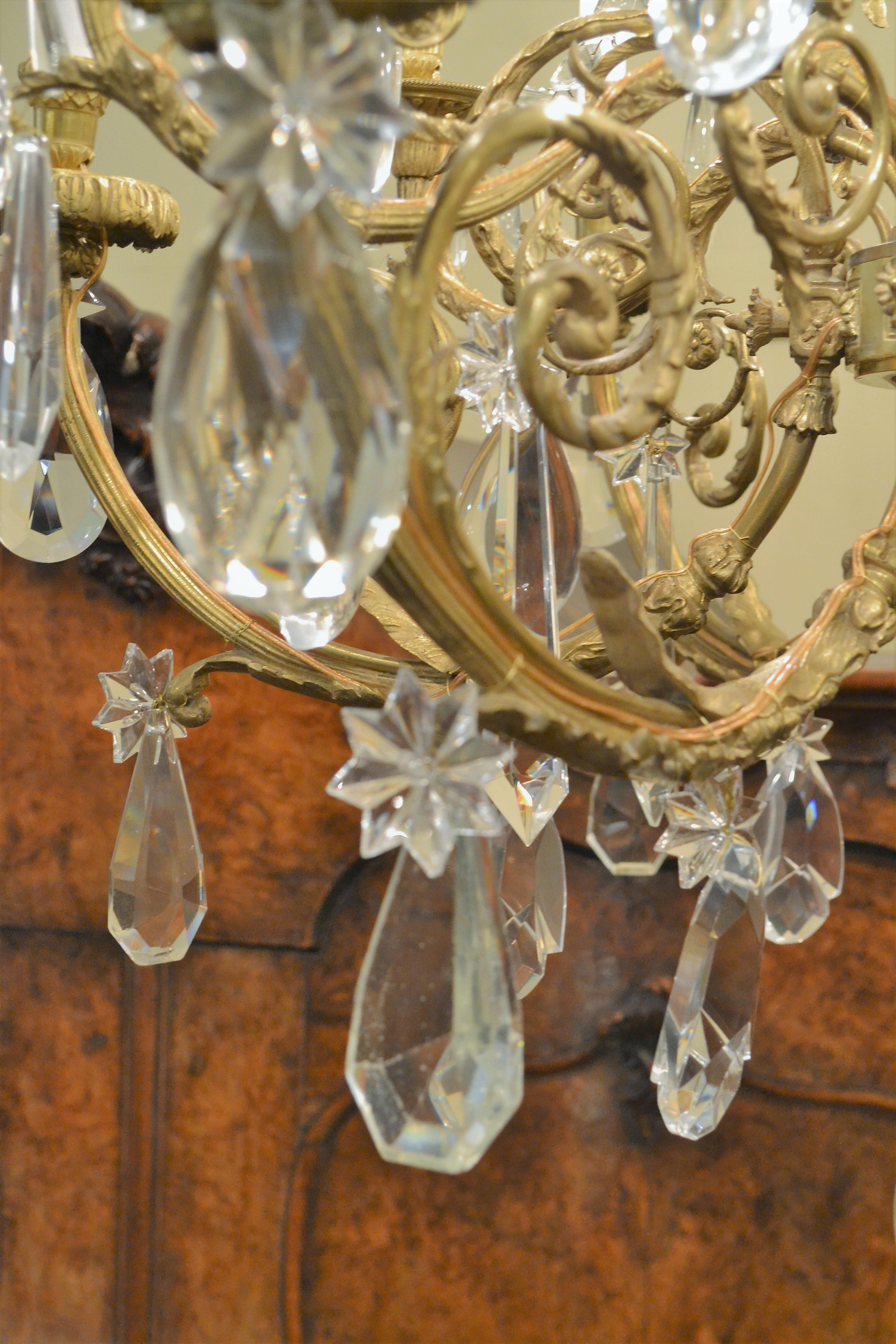 19th Century Antique Napoleon III Fine Crystal and Ormolu Chandelier For Sale