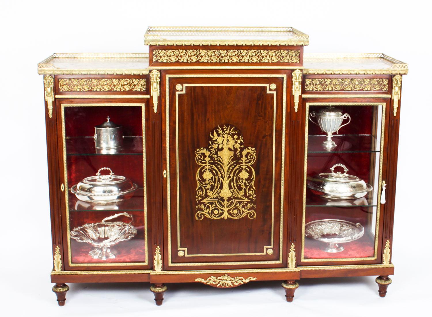 Antique Napoleon III Flame Mahogany Boulle Credenza, 19th Century In Good Condition In London, GB