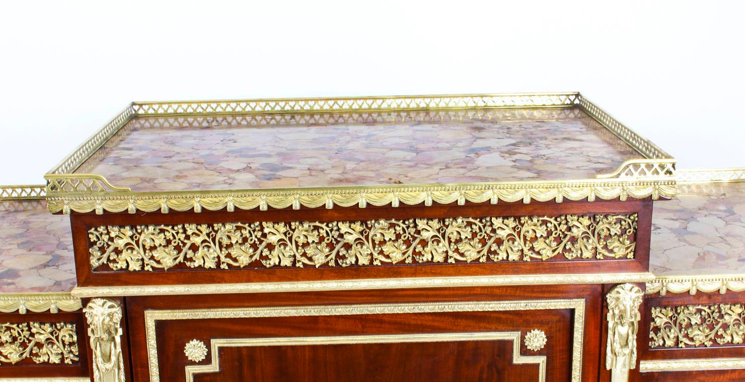 Antique Napoleon III Flame Mahogany Boulle Credenza, 19th Century 1