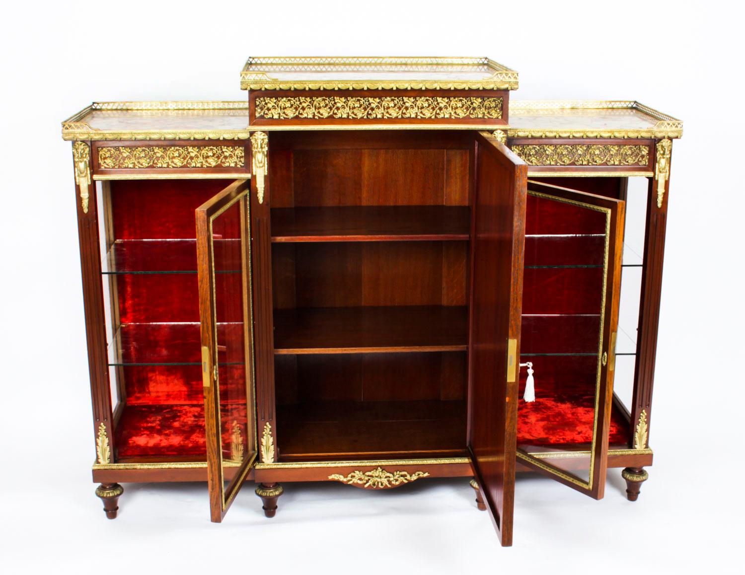 Antique Napoleon III Flame Mahogany Boulle Credenza, 19th Century 2