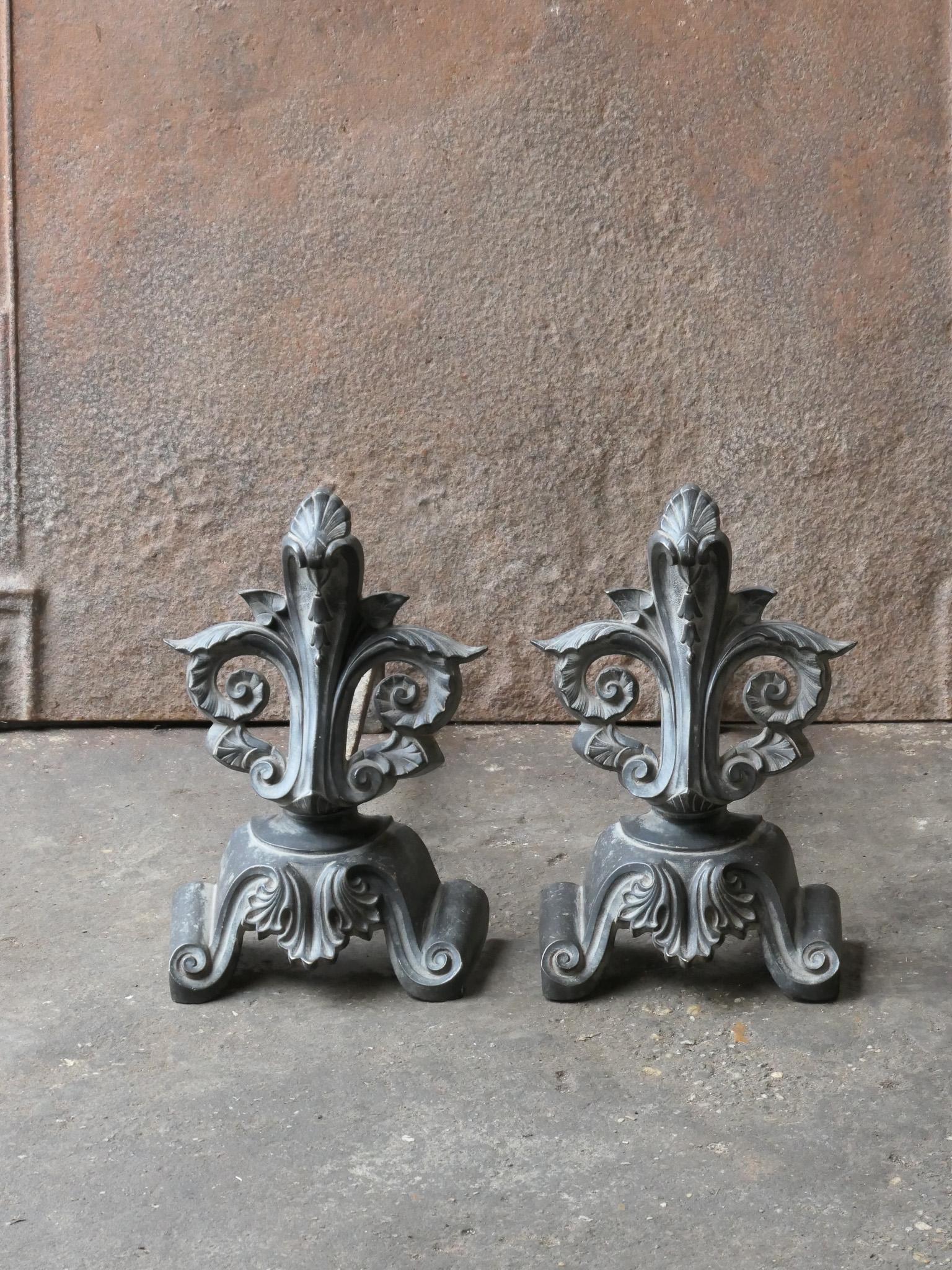 19th century French Napoleon III period andirons. The andirons are made of brass and wrought iron and are in a good condition.

.