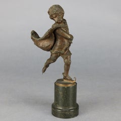 Antique Napoleon III French Classical Bronze Sculpture of Skater, Signed