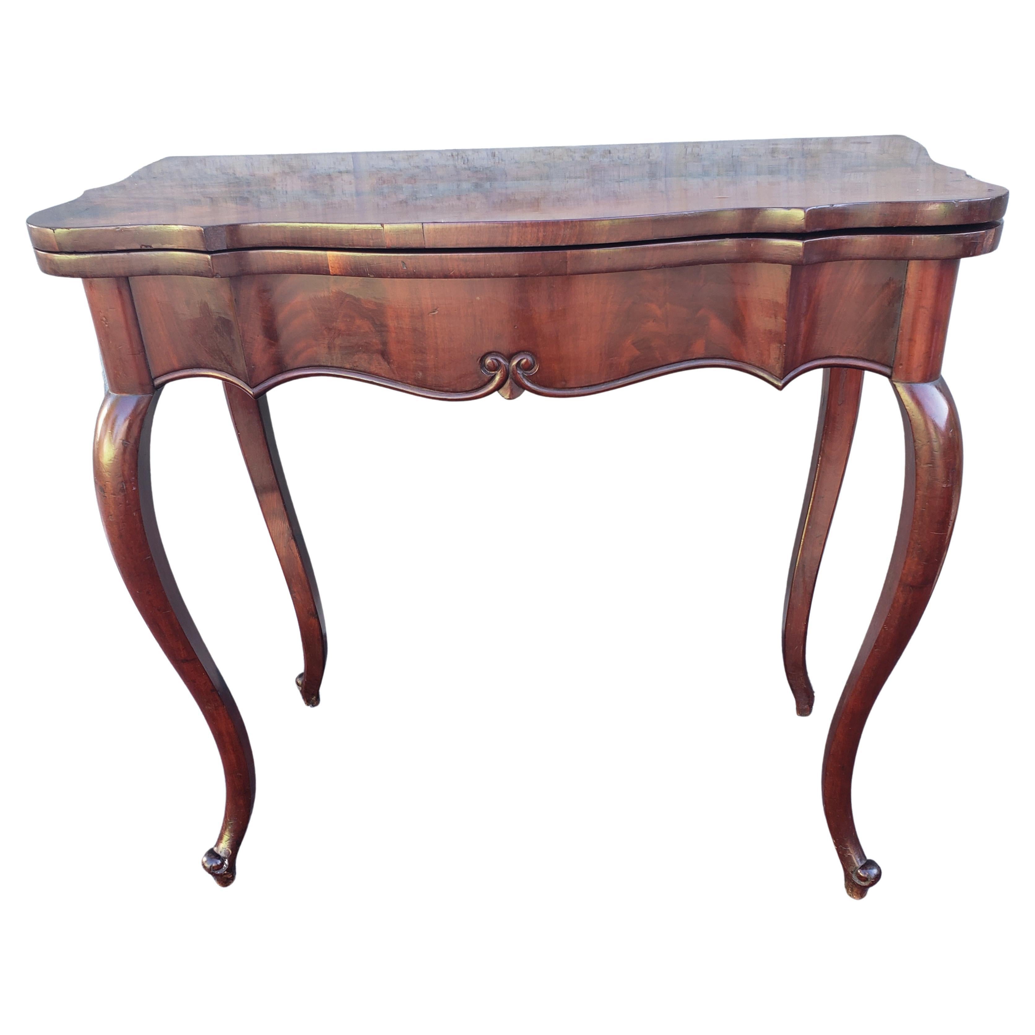 Mahogany Antique Napoleon III French Console Game Table, Circa 1860s For Sale