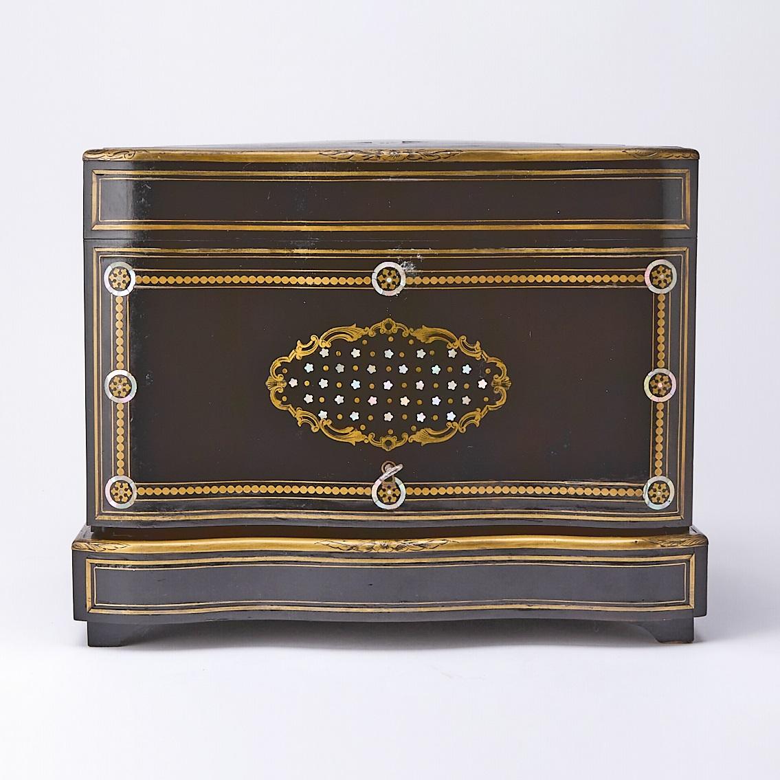 Metal Antique Napoleon III French Liquor Cellar/ Liqueur Box/ Glass Decanters / 1830 For Sale