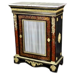 Antique Napoleon III Gilt Bronze Boulle Marble Top Cabinet