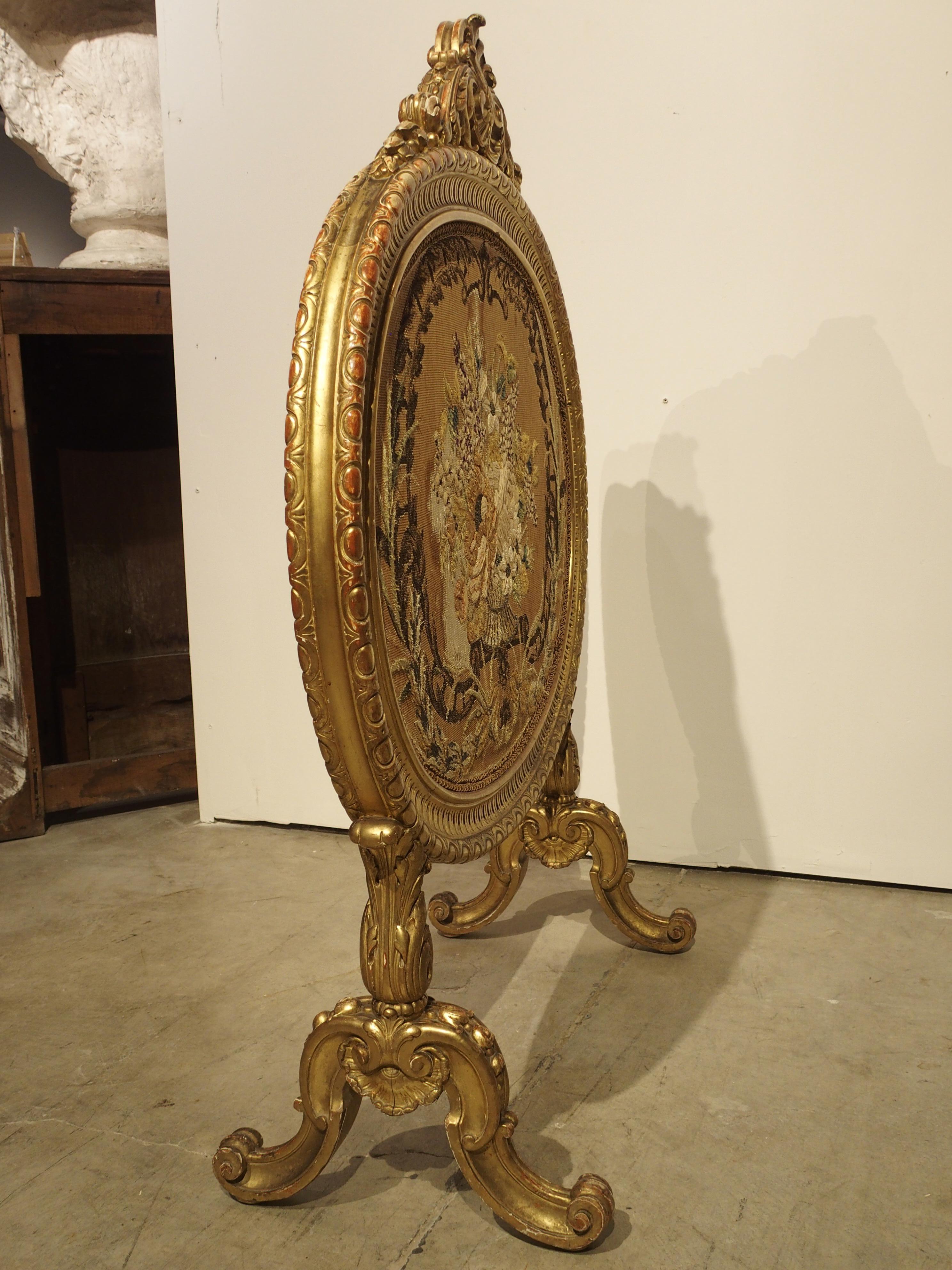 Pare-étincelles ancien Napoléon III en bois doré, France en vente 6