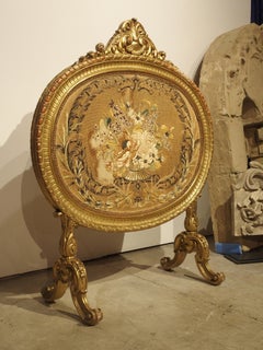 Antique Napoleon III Giltwood Firescreen from France