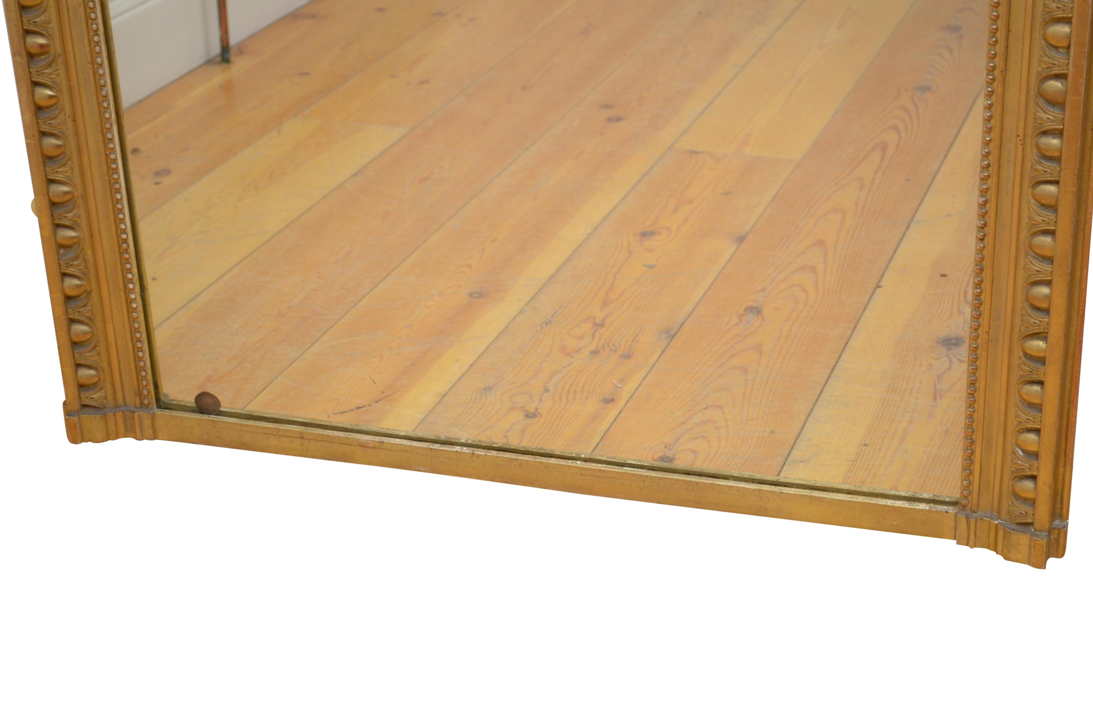 Antique Napoleon III Gold Leaf Wall Mirror H132cm In Good Condition For Sale In High Peak, GB