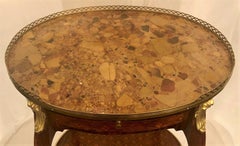 Antique Napoleon III Marble Top Inlaid Table
