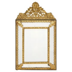 Antique Napoleon III Mirror, Bronze Ormolu Frame, Crown Design, 1880