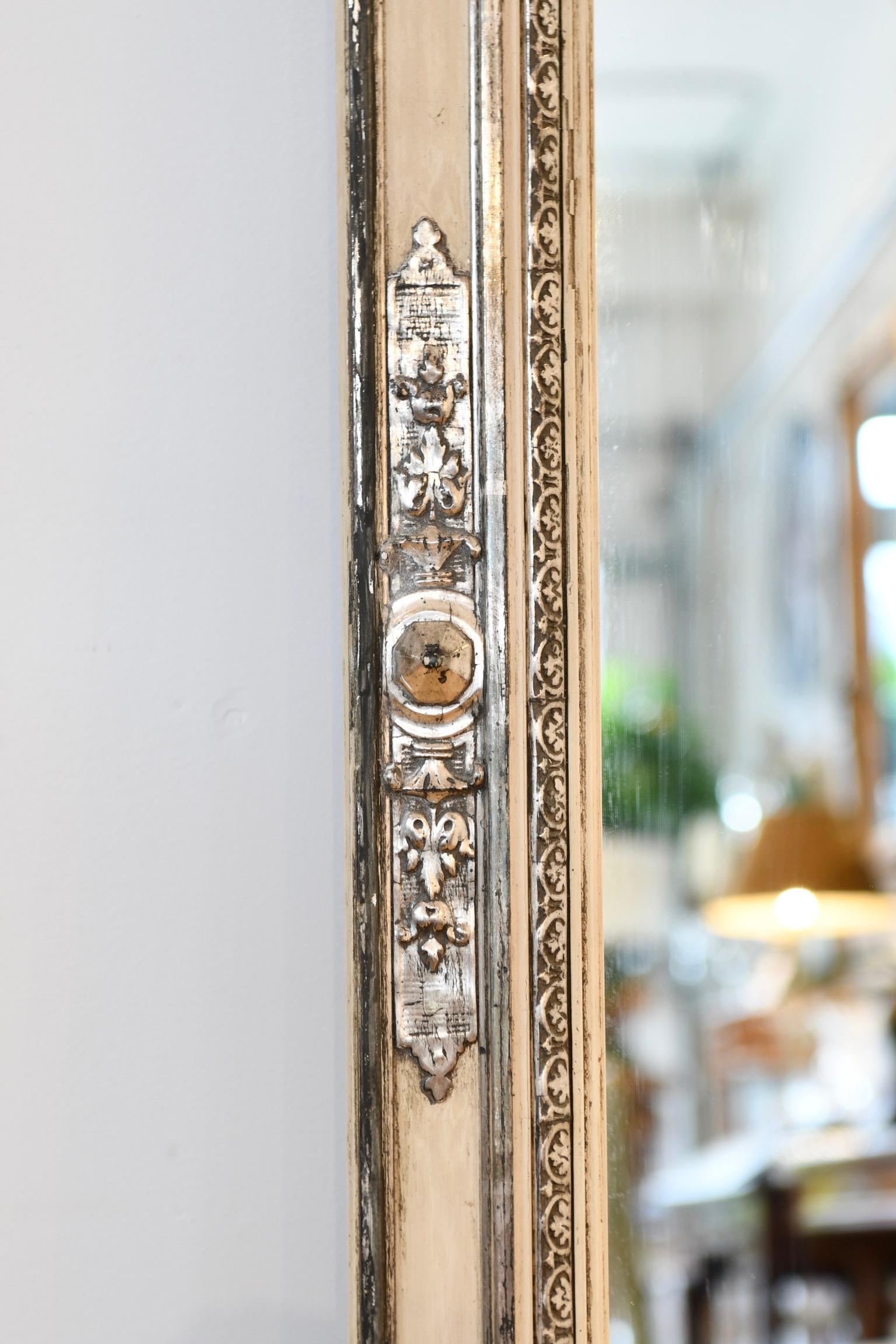 Antique Napoleon III Painted and Silver Gilt Mirror For Sale 2