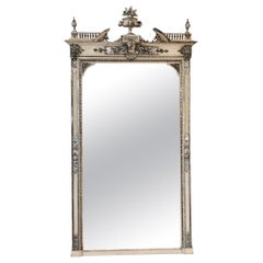Antique Napoleon III Painted and Silver Gilt Mirror