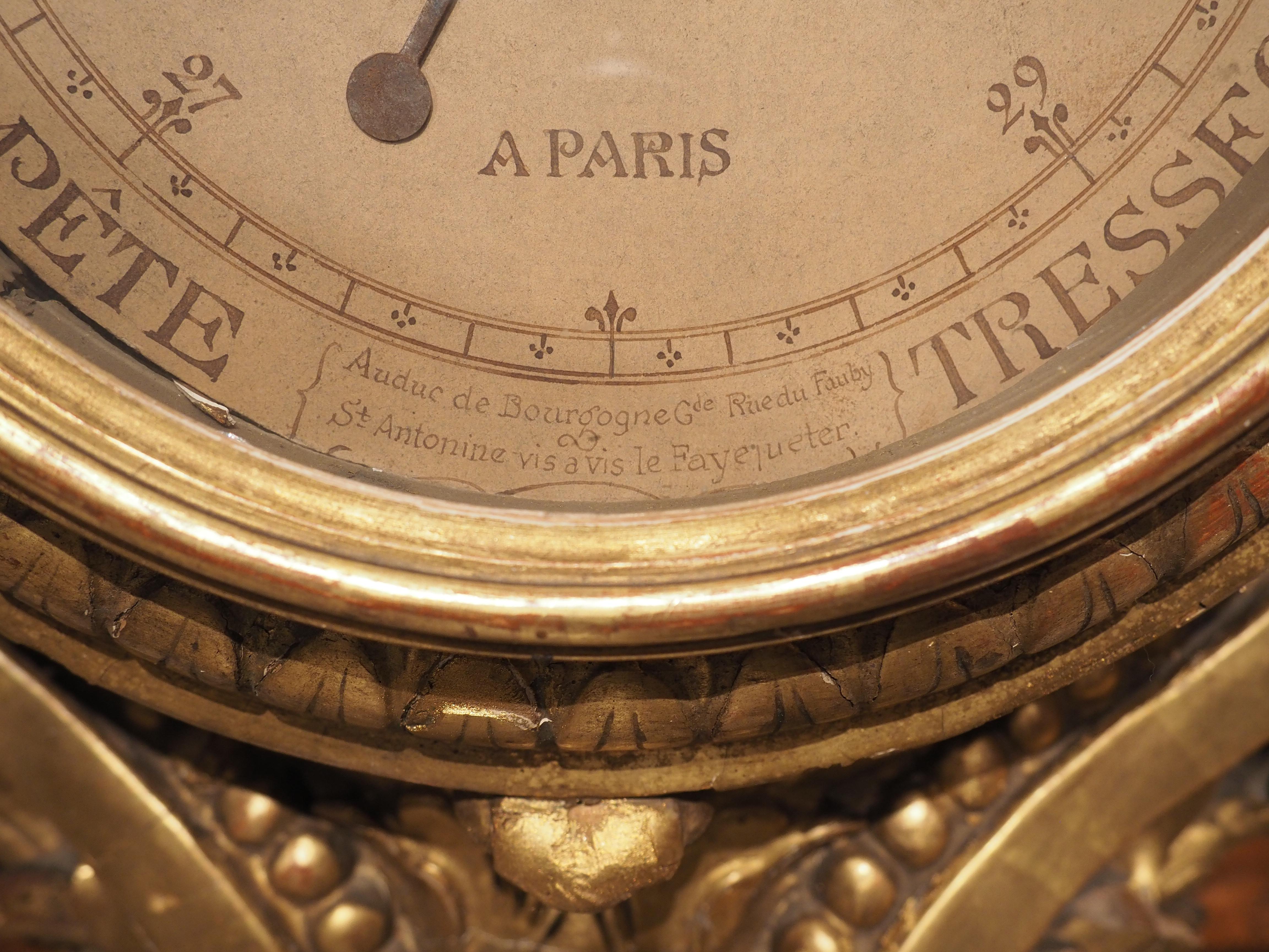 Antique Napoleon III Parisian Giltwood Barometer, 