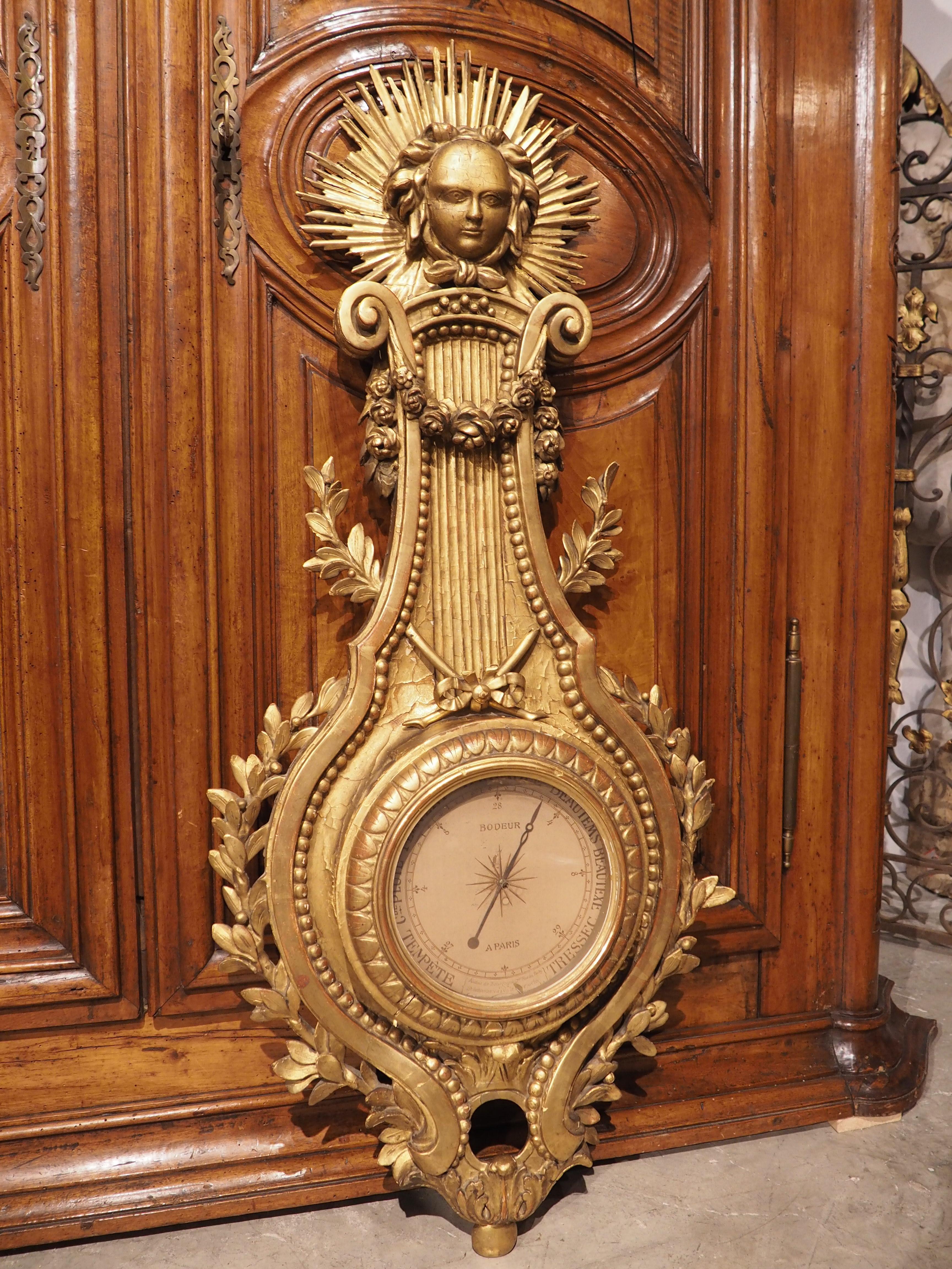 Antique Napoleon III Parisian Giltwood Barometer, 