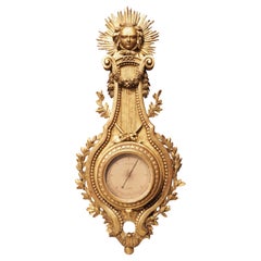 Antique Napoleon III Parisian Giltwood Barometer, "Bodeur a Paris", Circa 1830
