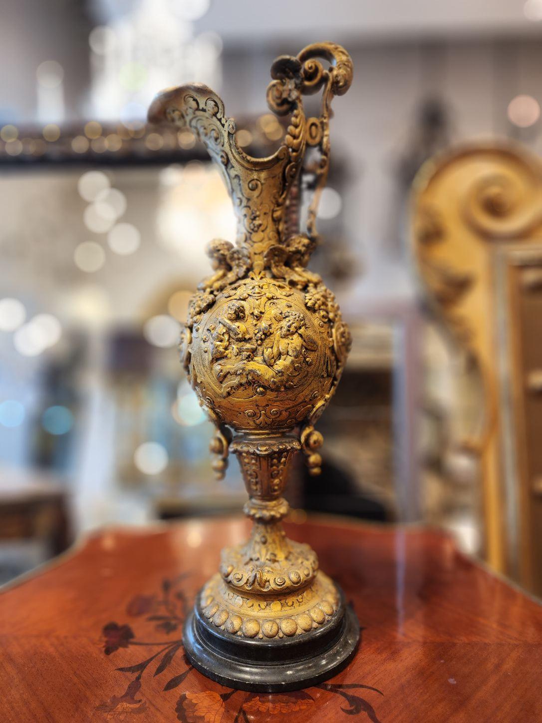 One of a kind Antique Napoleon III Period Bronze ewer. Kept in sparkling condition. Perfect for hallway Decor.