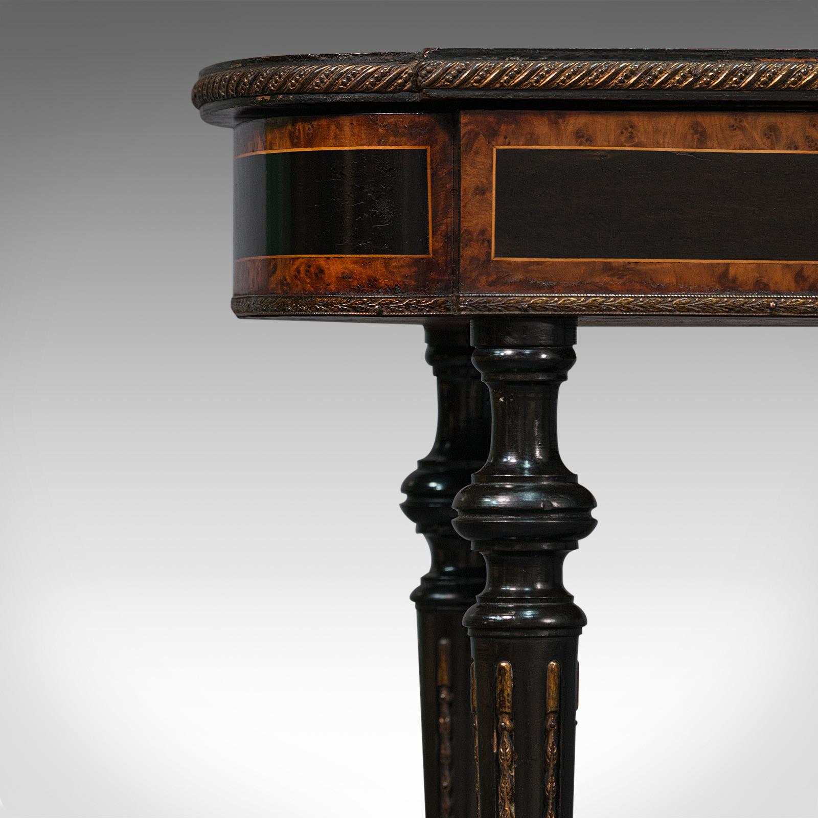 Antique Napoleon III Side Table, French, Etagere, Burr Walnut, Sewing, C.1870 7