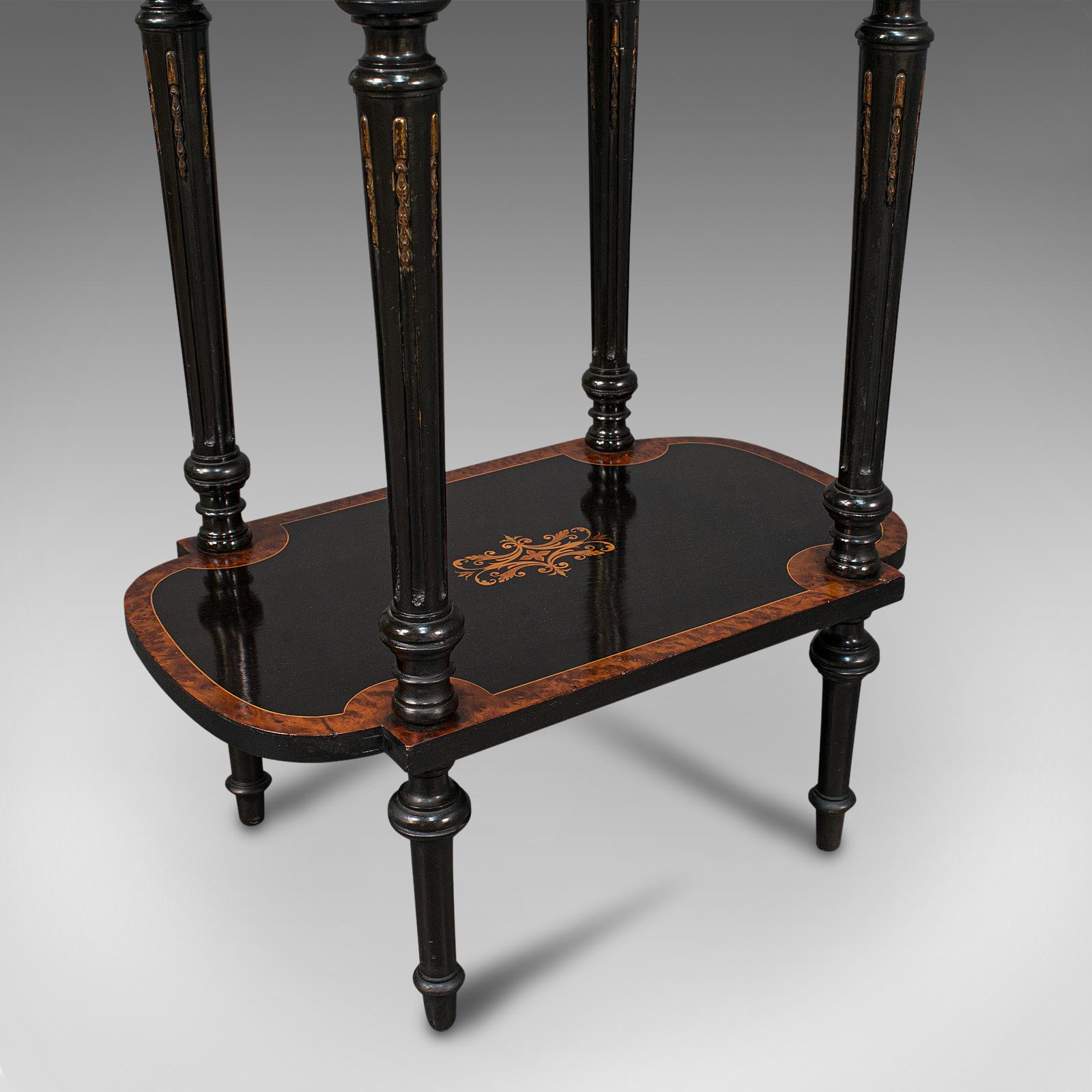 Antique Napoleon III Side Table, French, Etagere, Burr Walnut, Sewing, C.1870 8