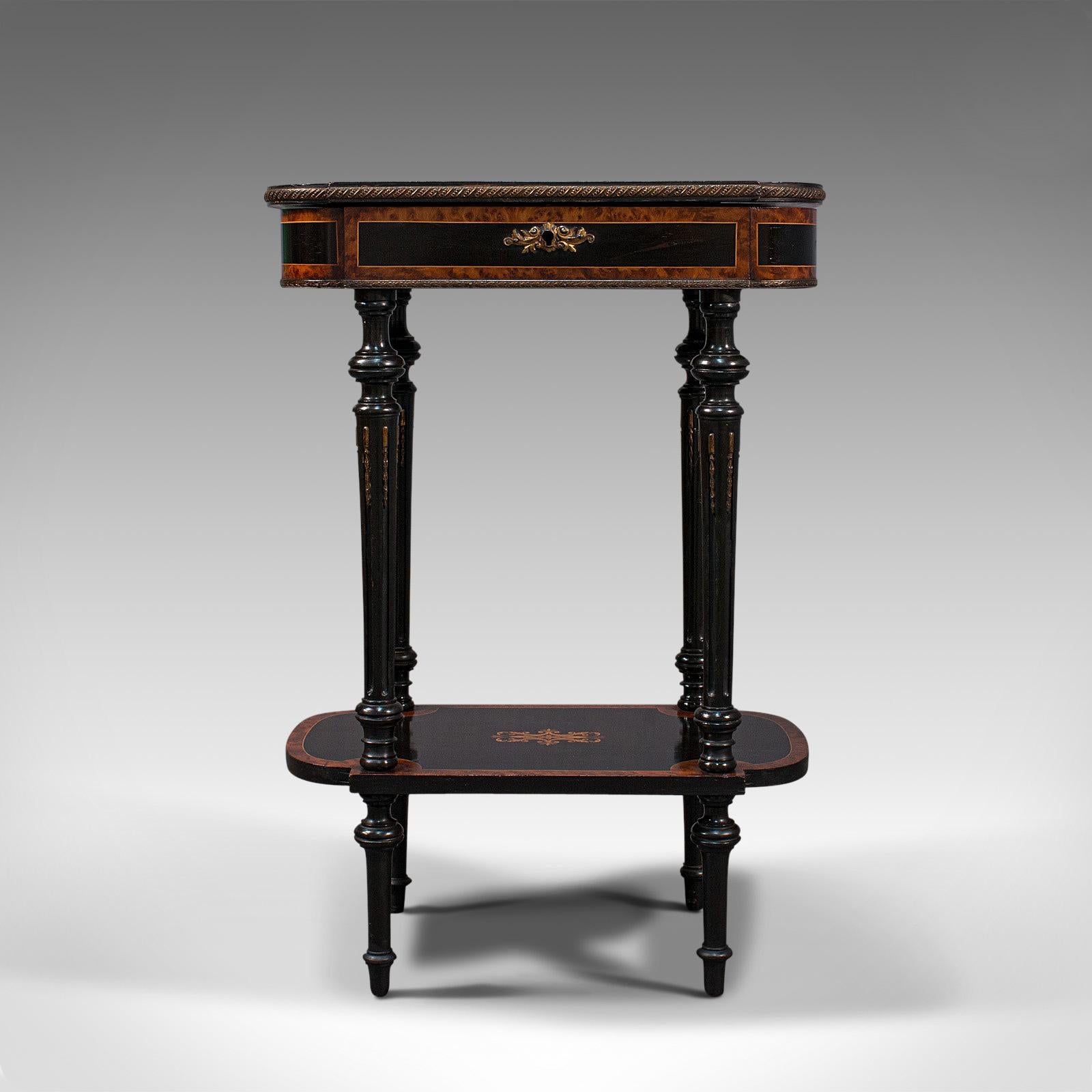 Antique Napoleon III Side Table, French, Etagere, Burr Walnut, Sewing, C.1870 In Good Condition In Hele, Devon, GB