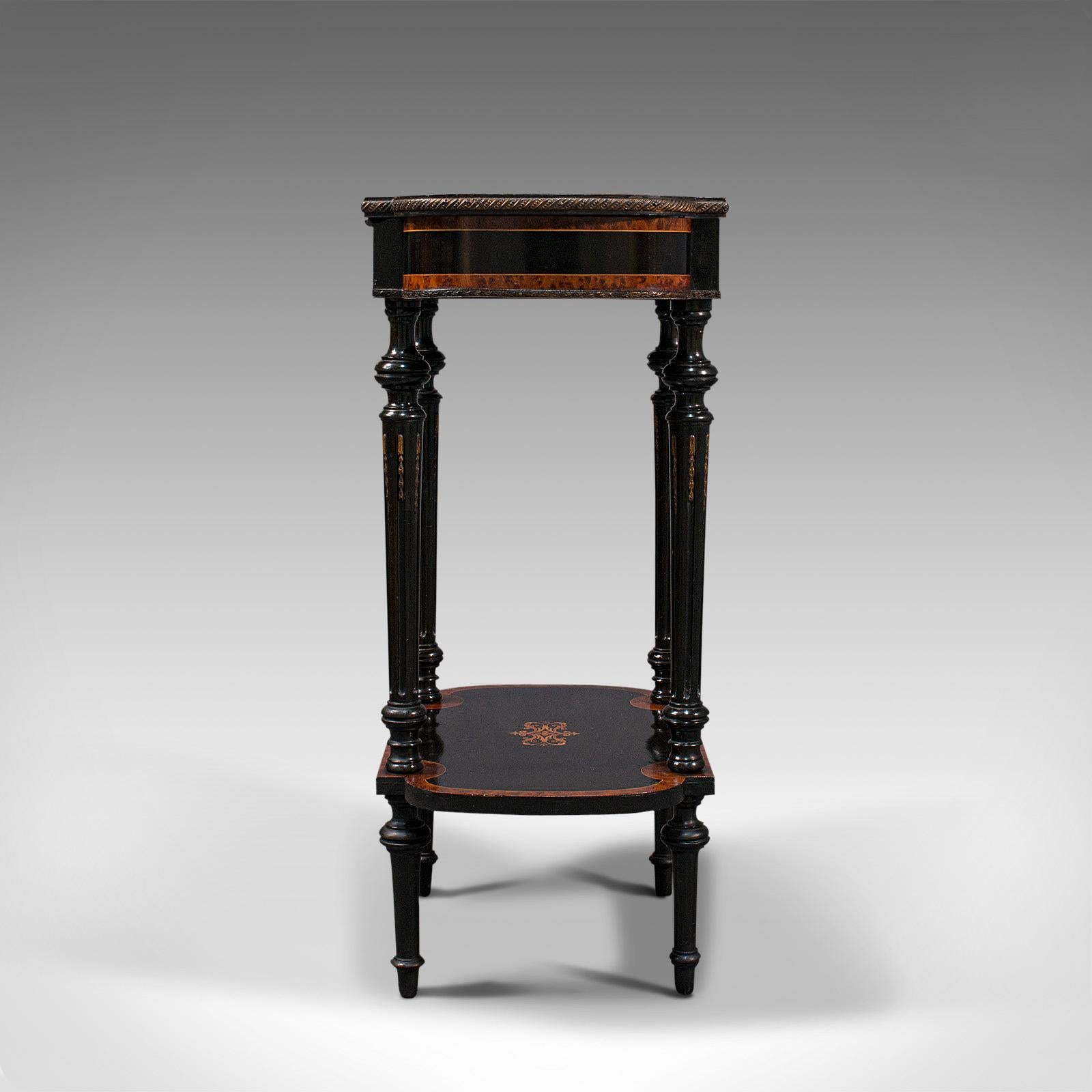 19th Century Antique Napoleon III Side Table, French, Etagere, Burr Walnut, Sewing, C.1870