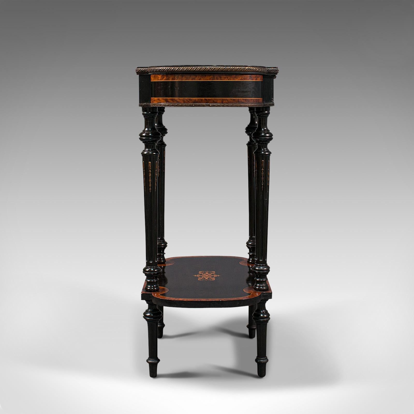Antique Napoleon III Side Table, French, Etagere, Burr Walnut, Sewing, C.1870 1