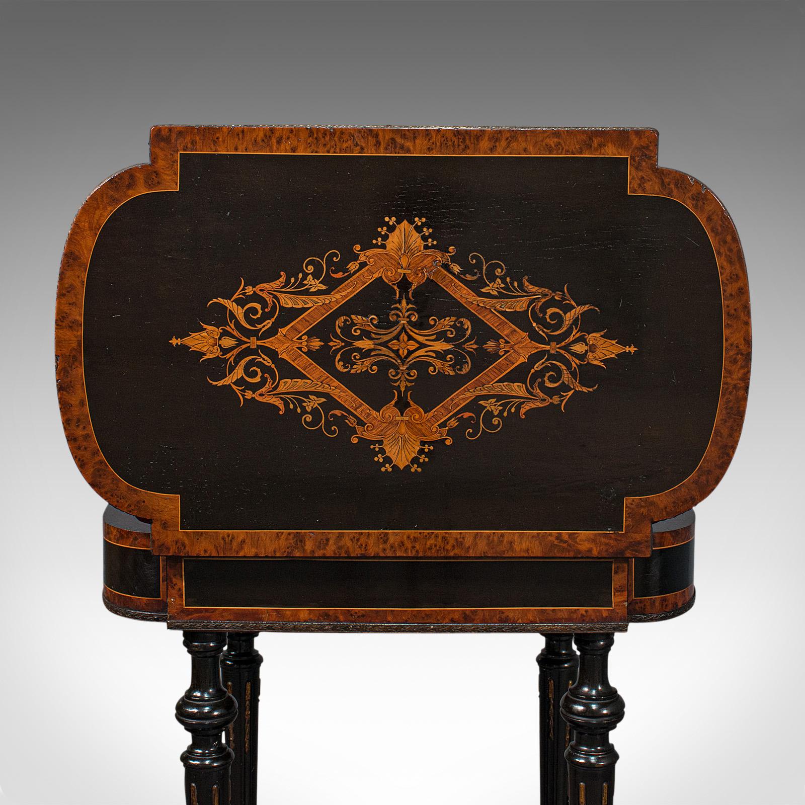 Antique Napoleon III Side Table, French, Etagere, Burr Walnut, Sewing, C.1870 4