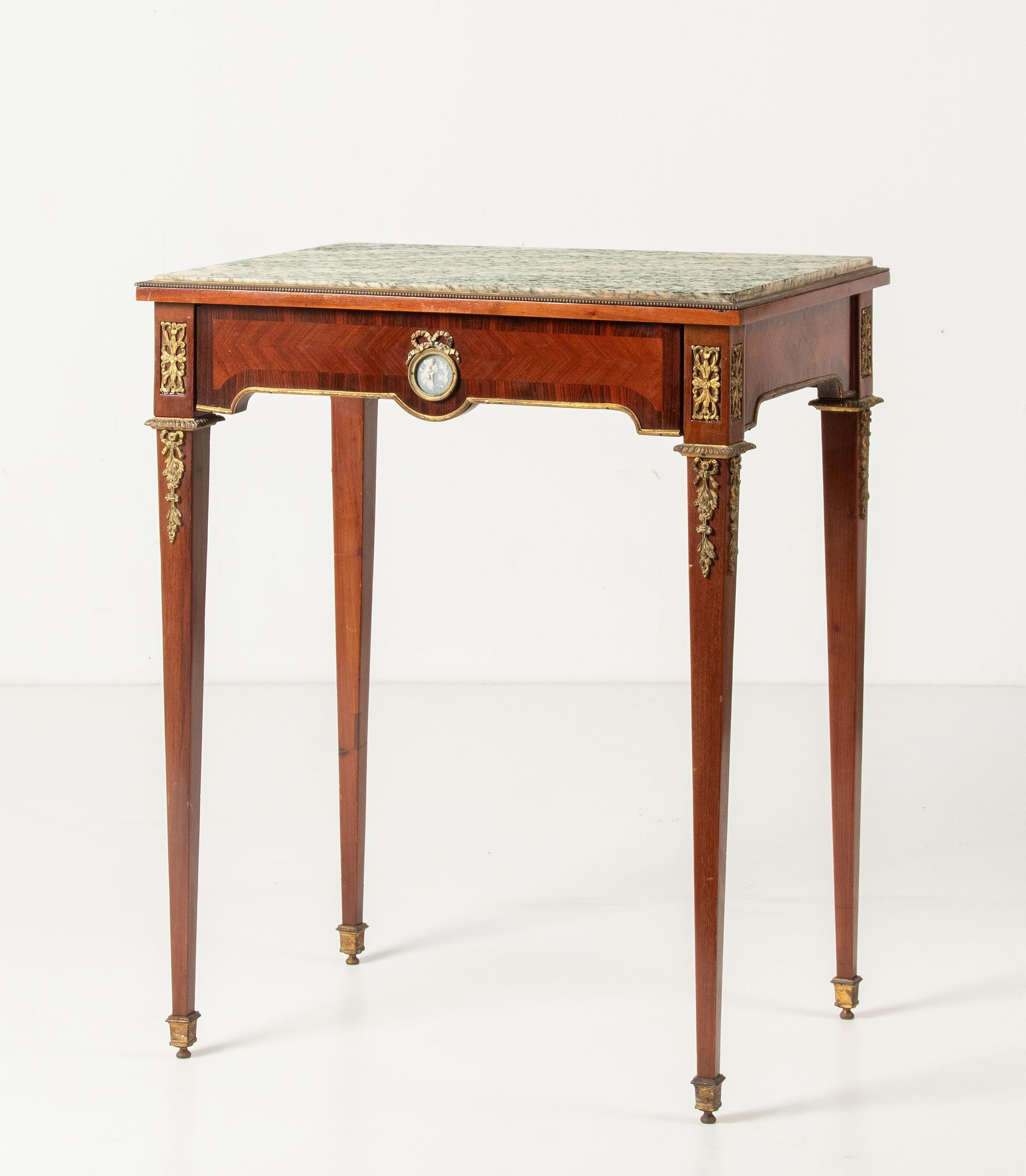 Late 19th Century Antique Napoleon III Side Table with Bronze Ornaments Louis XVI Style