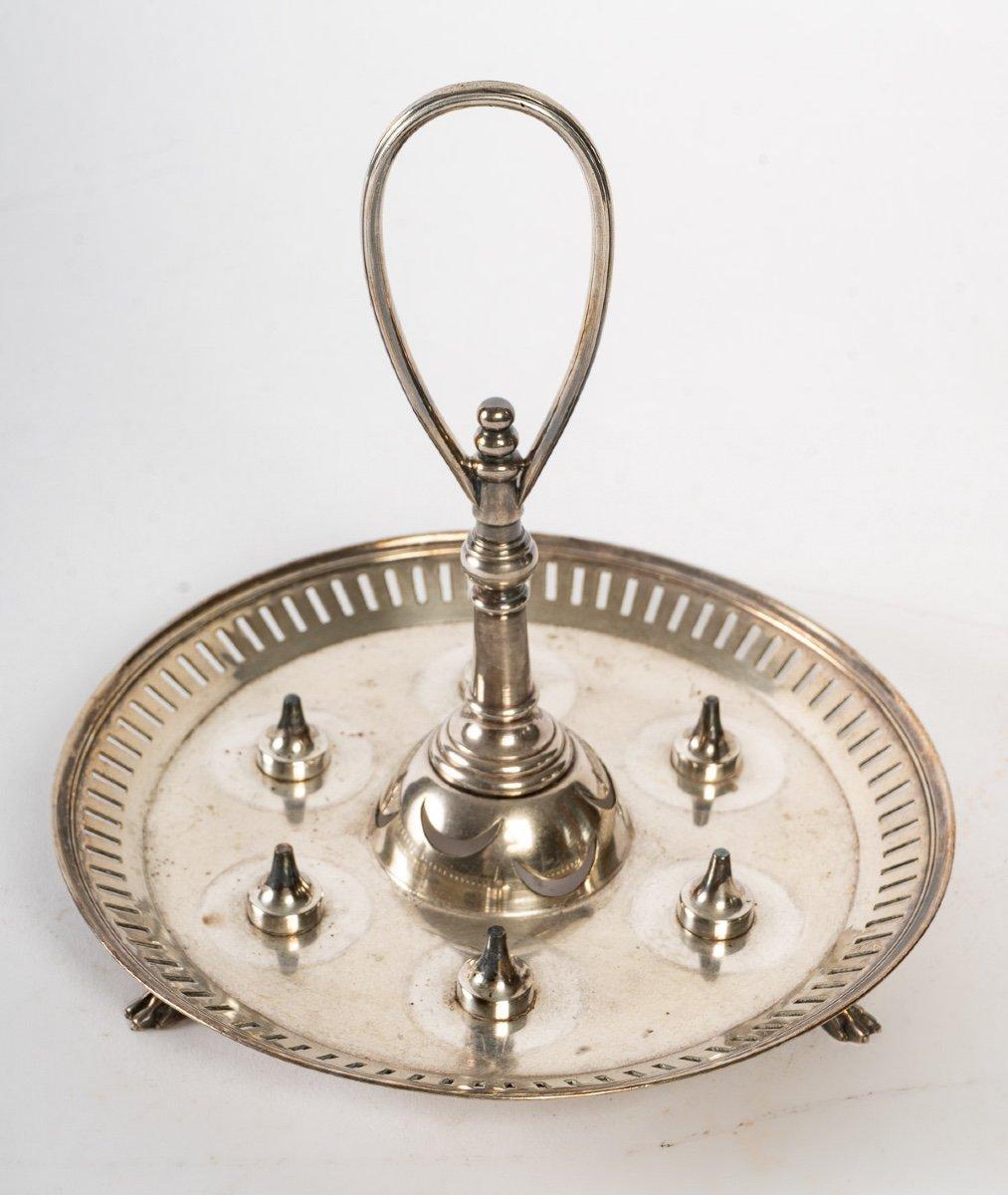 Silvered Antique Napoleon III Silver-Plated Egg Stand, by Christofle