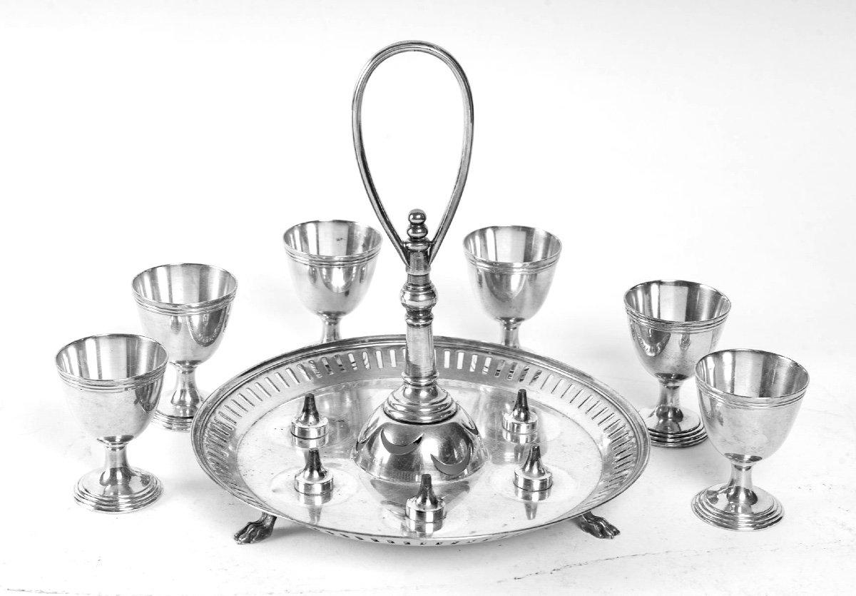 Late 19th Century Antique Napoleon III Silver-Plated Egg Stand, by Christofle