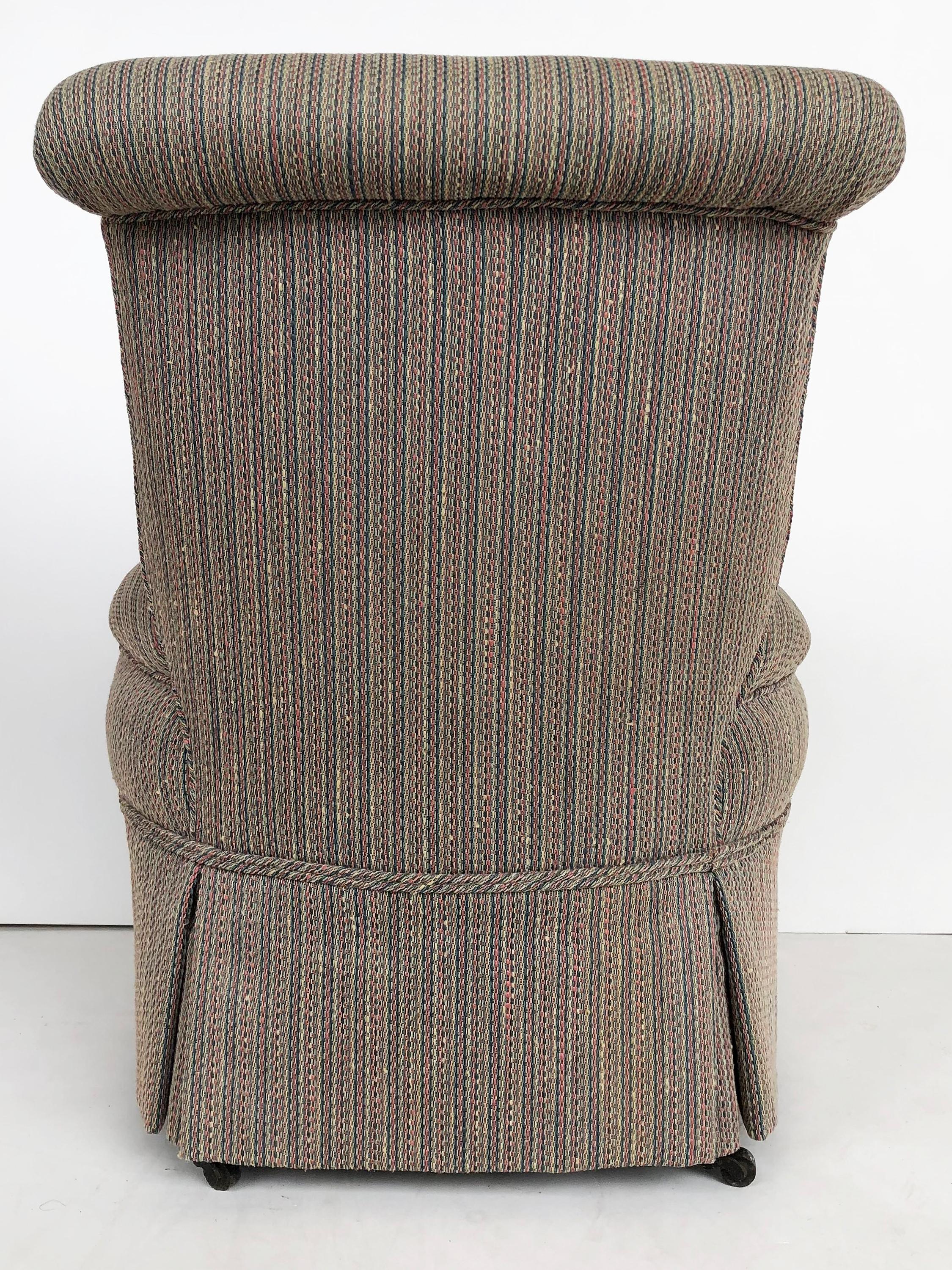 Antique Napoleon III Slipper Chair circa 1900, Turned Legs on Casters 1