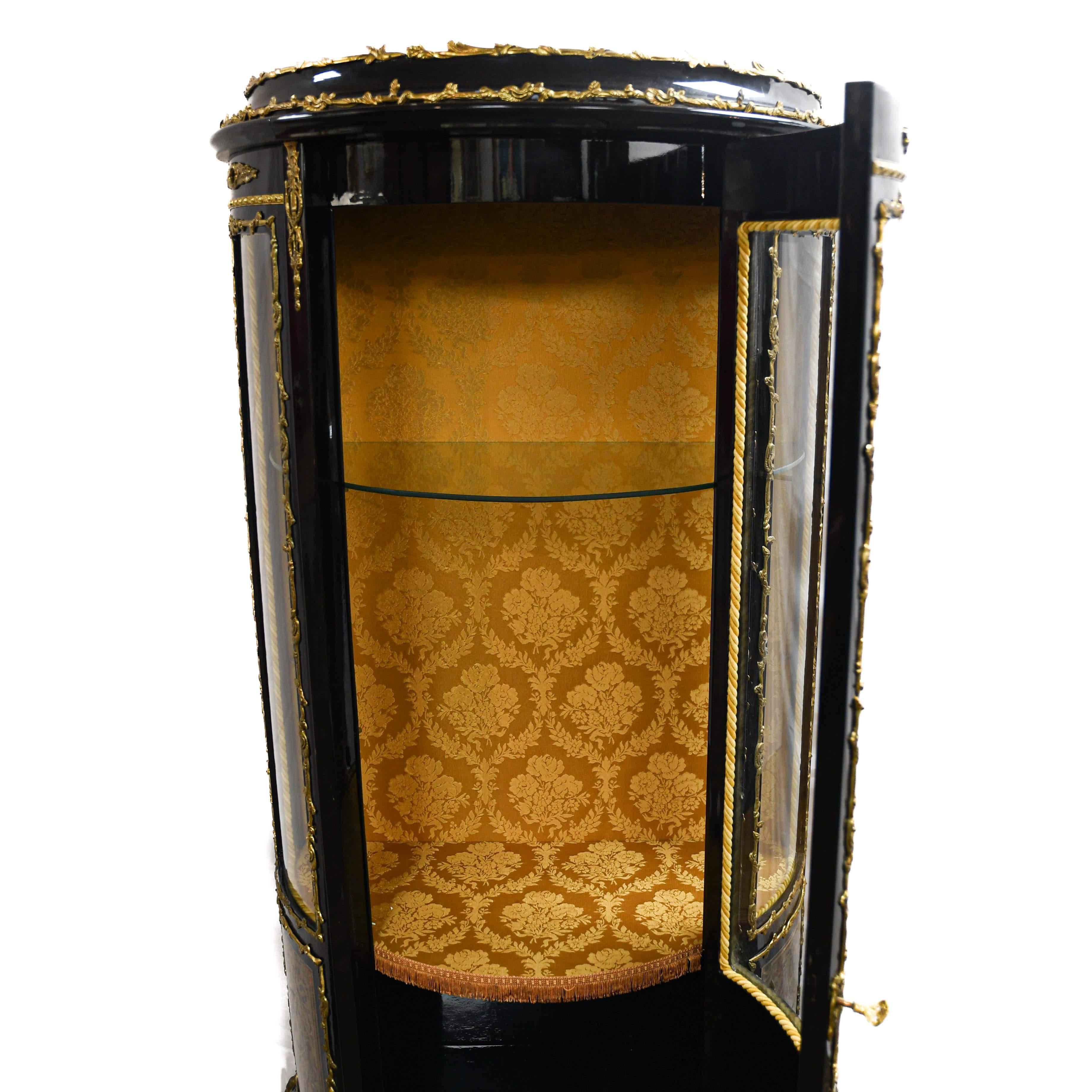 Antique Napoleon III-Style Bronze Curio Cabinet In Good Condition For Sale In MC Leansville, NC