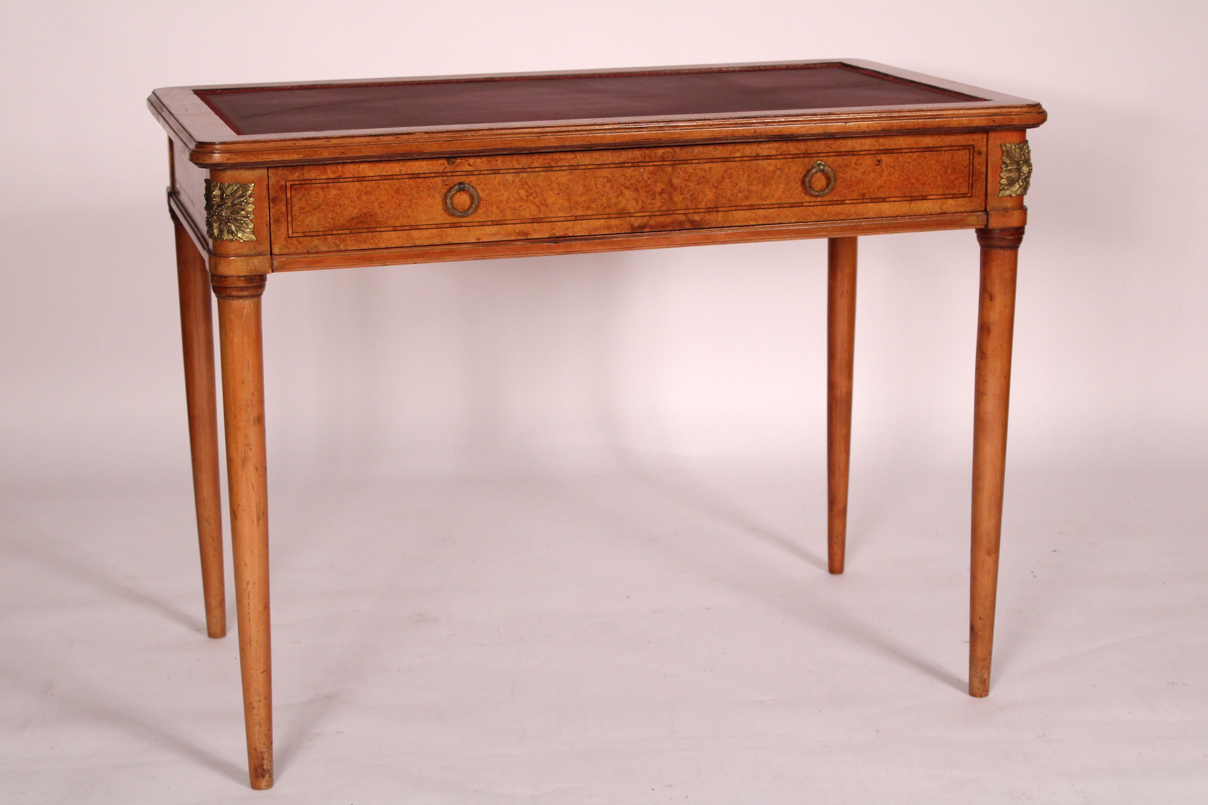European Antique Napoleon III Style Burl Ash and Birch Writing Table