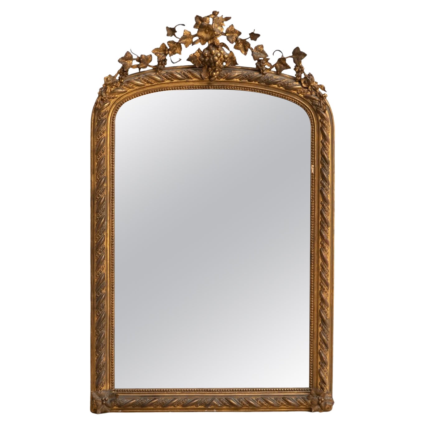 Antique Napoleon III Style Wood Wood doré et Stucco Mirror, début du 20ème siècle