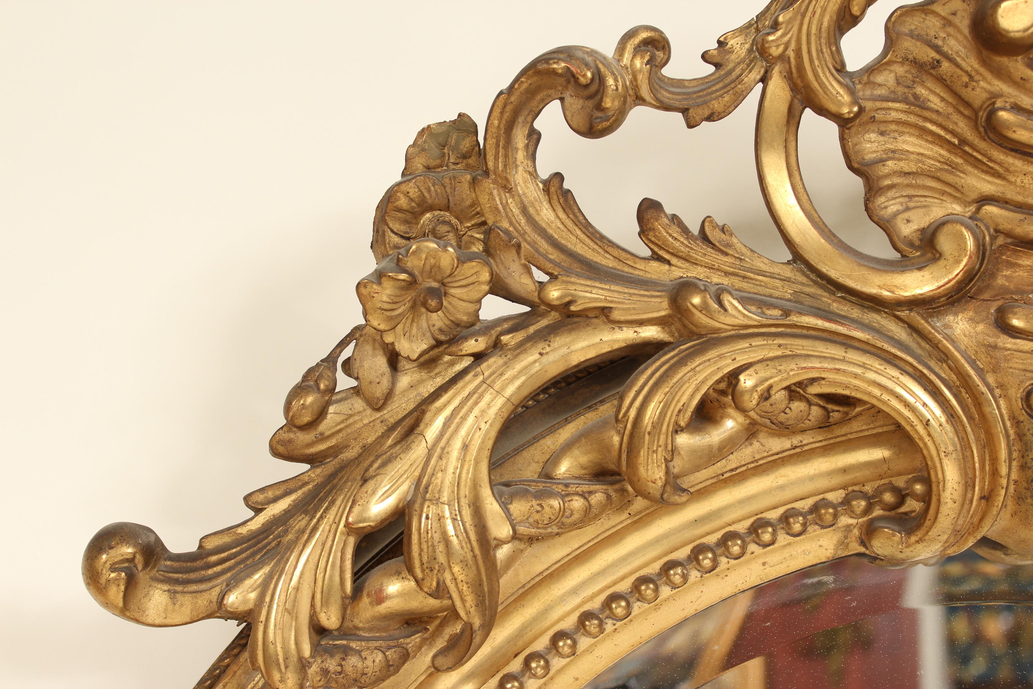 Antique Napoleon III Style Giltwood Mirror 6
