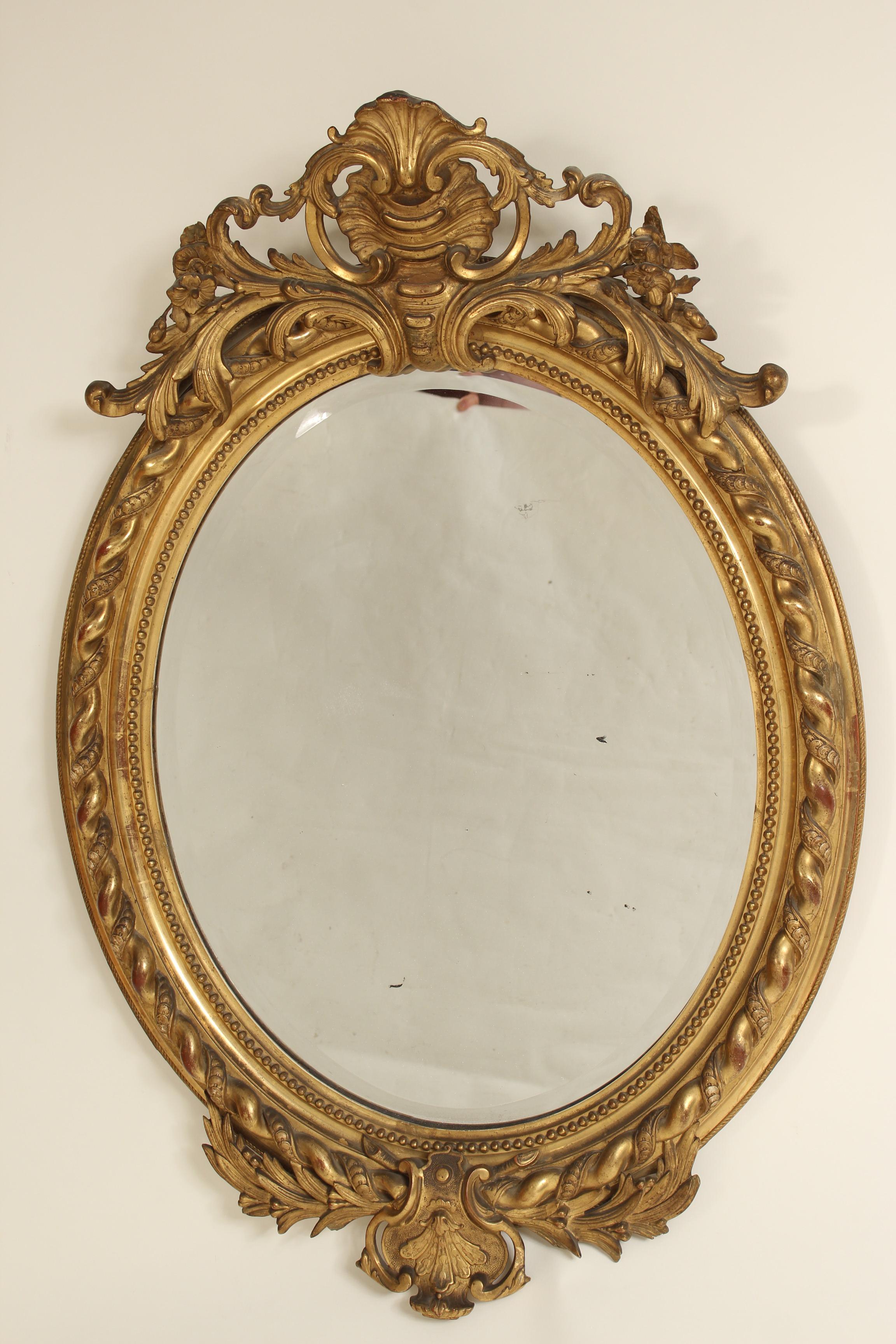 European Antique Napoleon III Style Giltwood Mirror