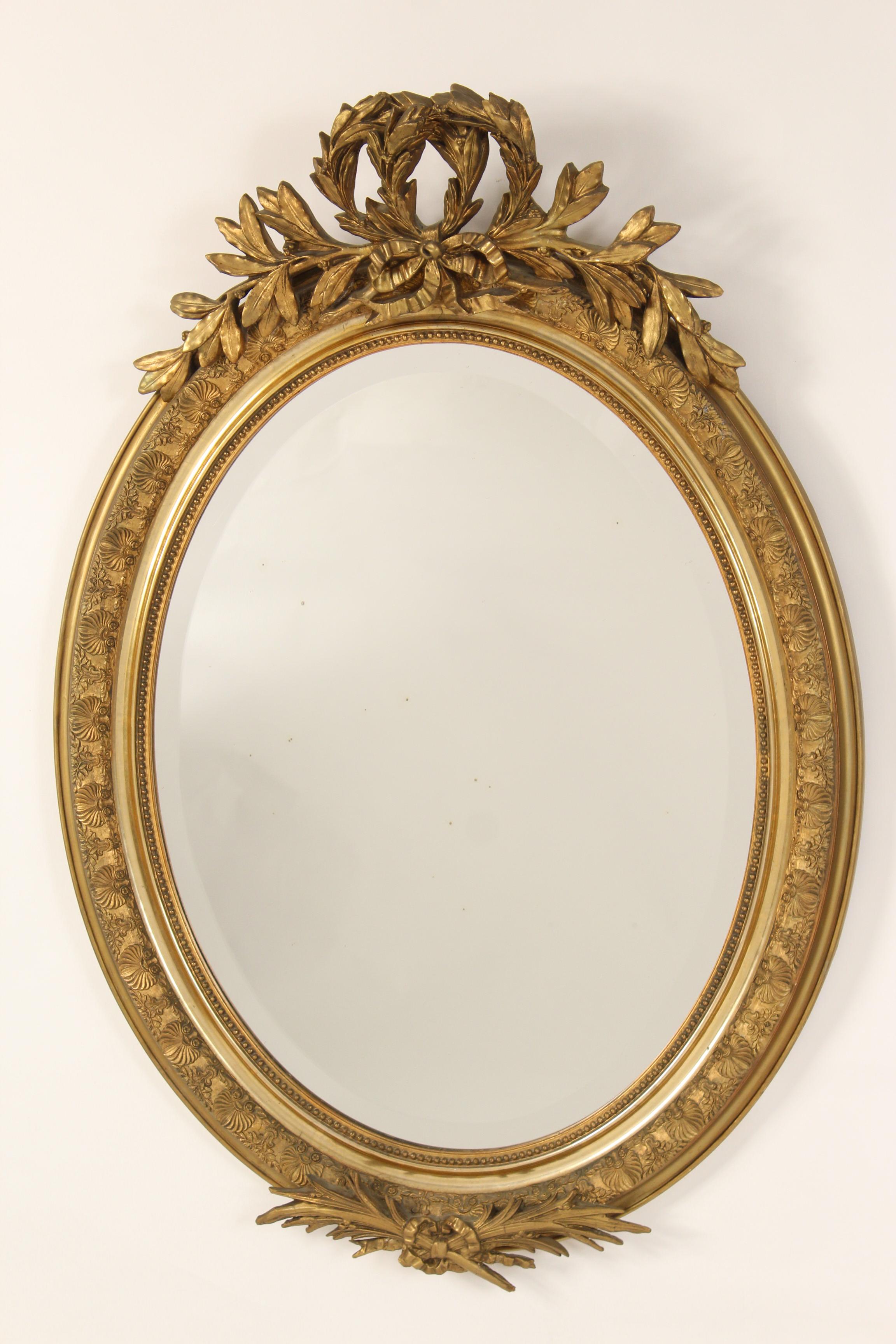 European Antique Napoleon III Style Gilt Wood Mirror