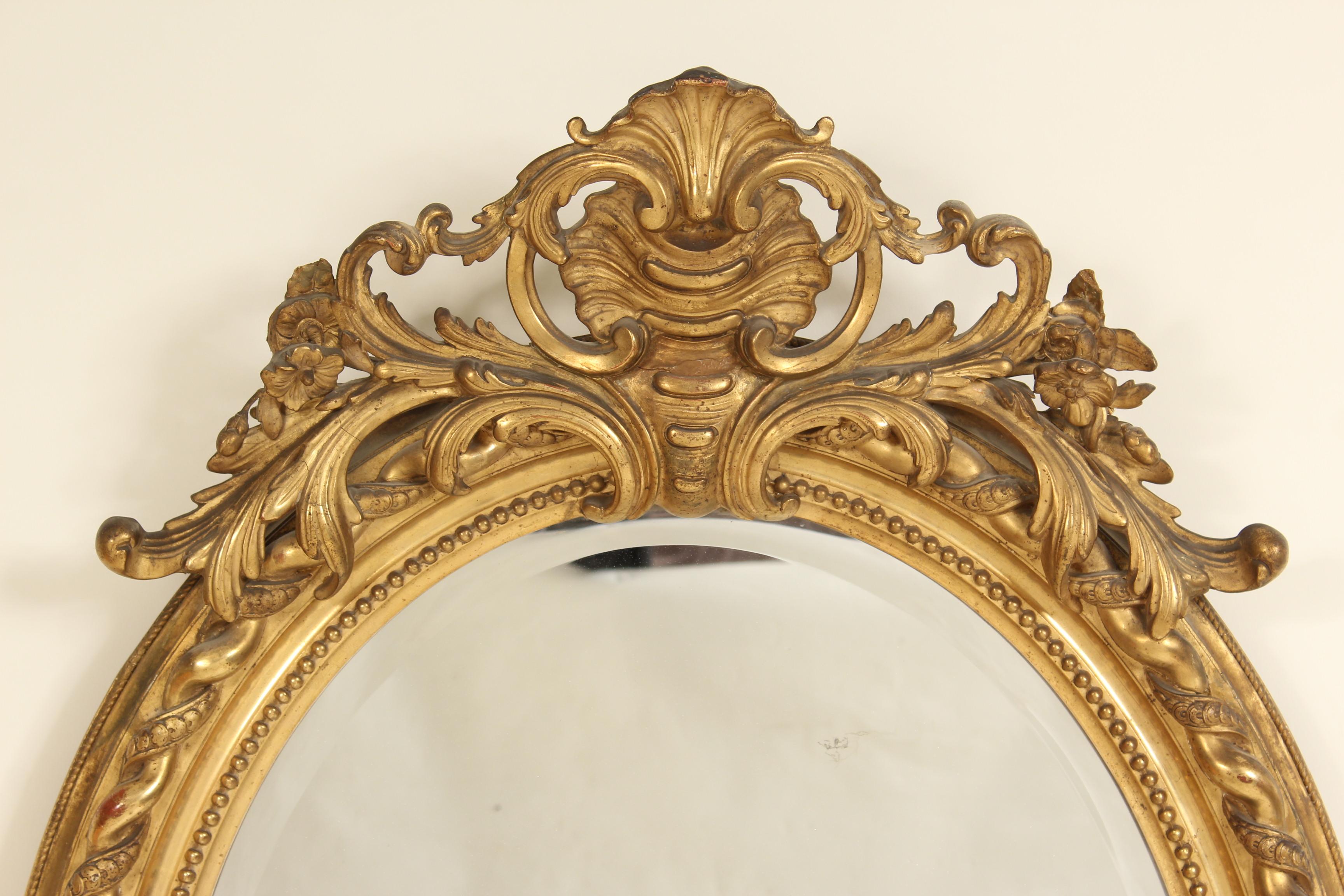 Antique Napoleon III Style Giltwood Mirror In Good Condition In Laguna Beach, CA