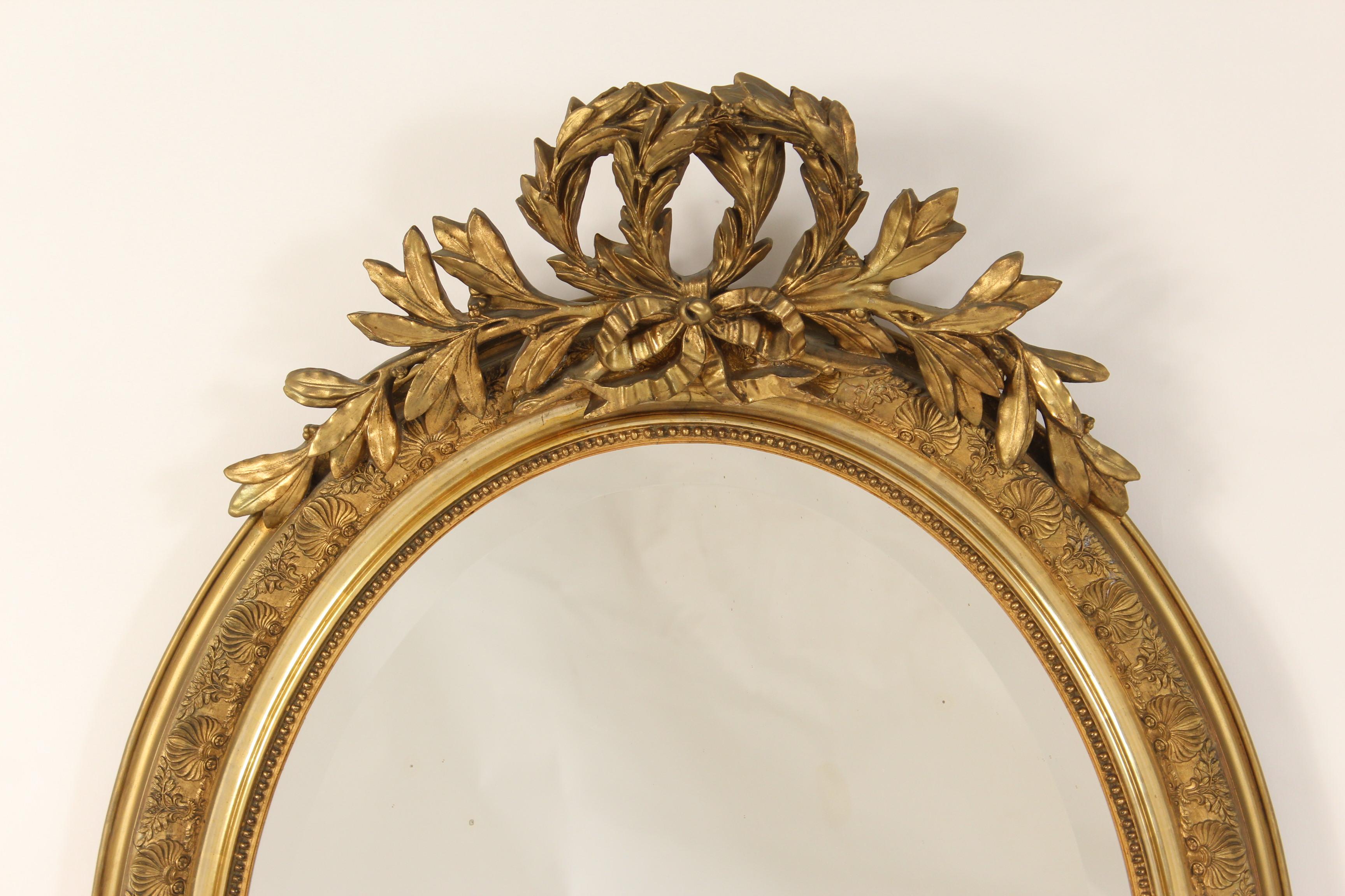 Antique Napoleon III Style Gilt Wood Mirror In Good Condition In Laguna Beach, CA