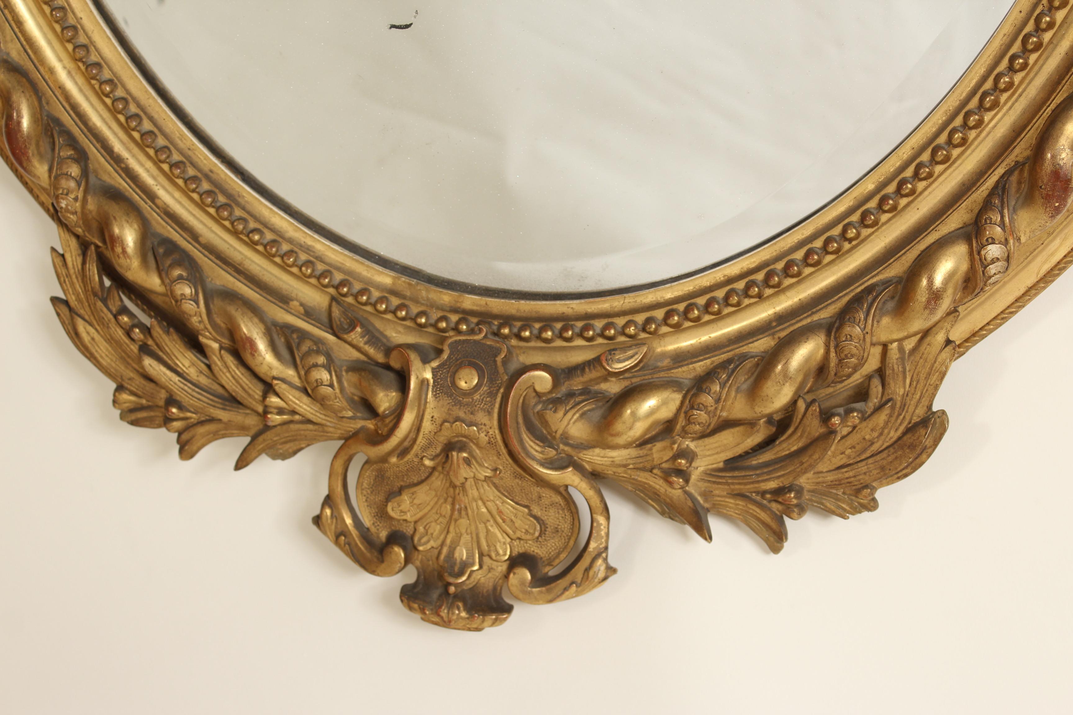 Gesso Antique Napoleon III Style Giltwood Mirror