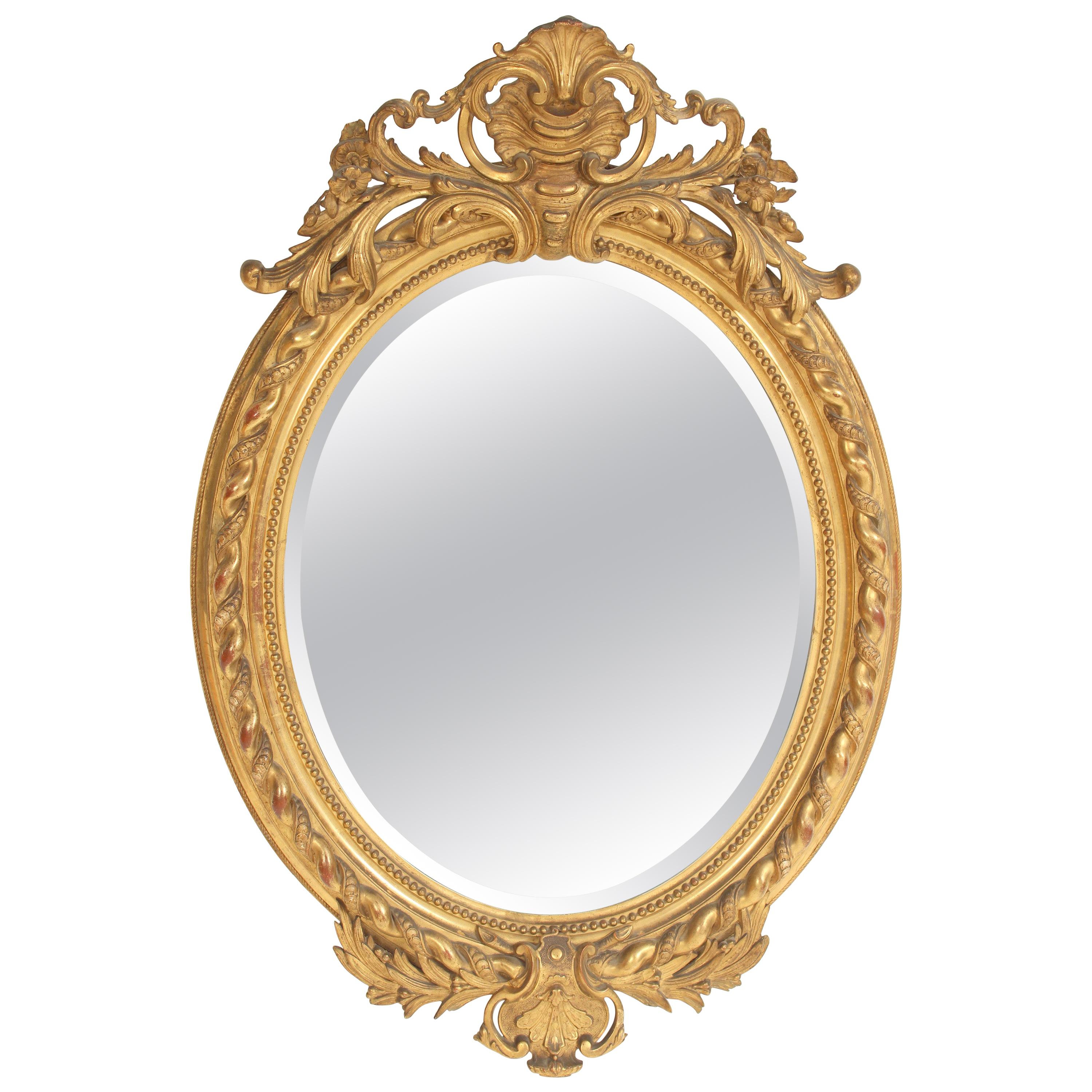 Antique Napoleon III Style Giltwood Mirror