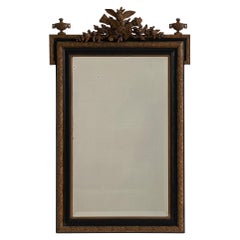 Antique Napoleon III Wall Mirror, Dark Wood Frame, France, 1880s