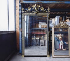 Antique Napoleon III Wall Mirror with Angels, Fair Condition, 1835