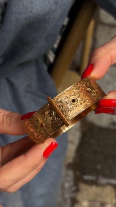 Bracelet de ceinture antique Napoléon Ill en or 18 carats avec gravure à la main