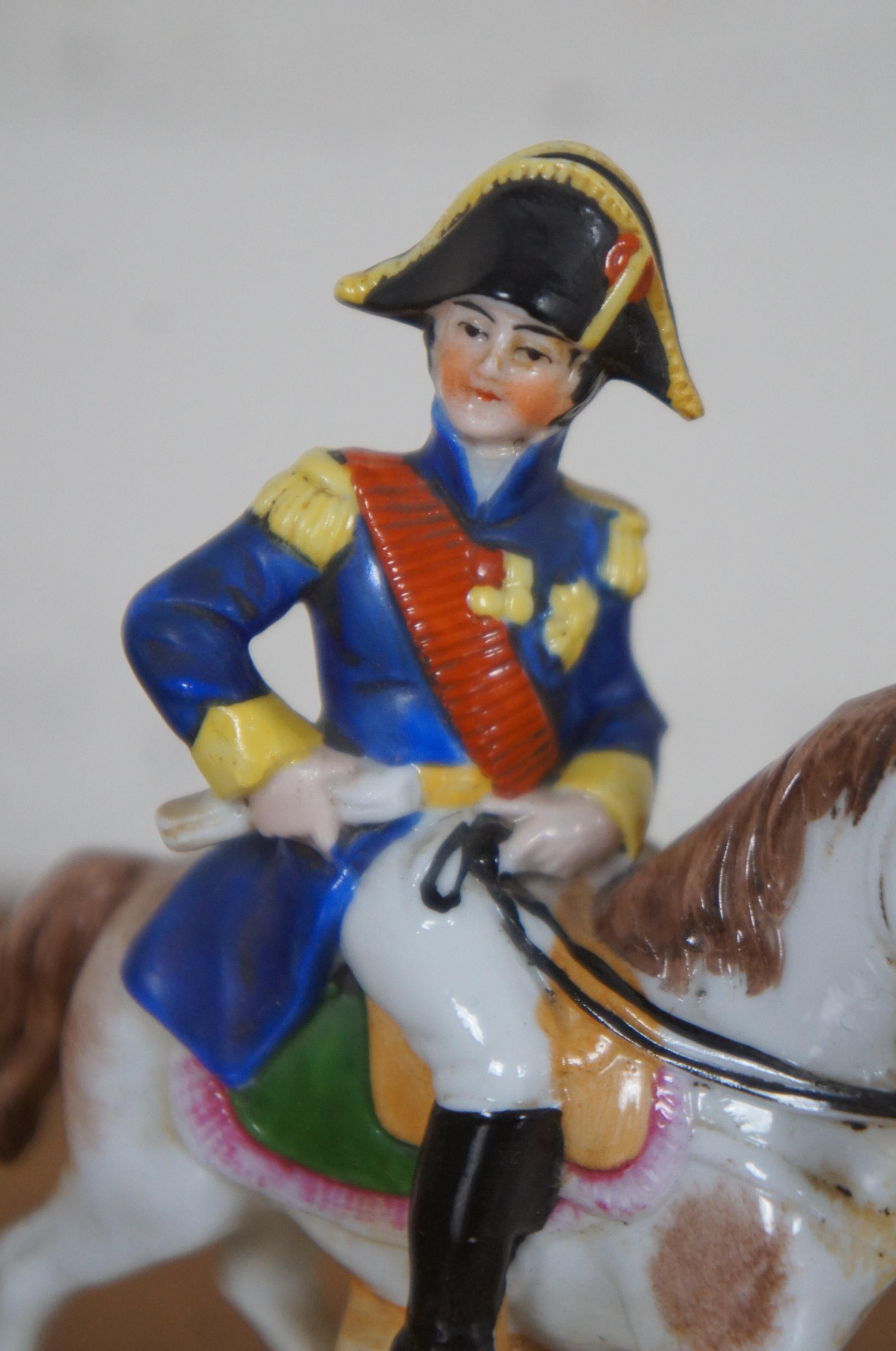 Antique Napoleon & Michel Ney on Horseback Porcelain Figurines Pair Dresden 3